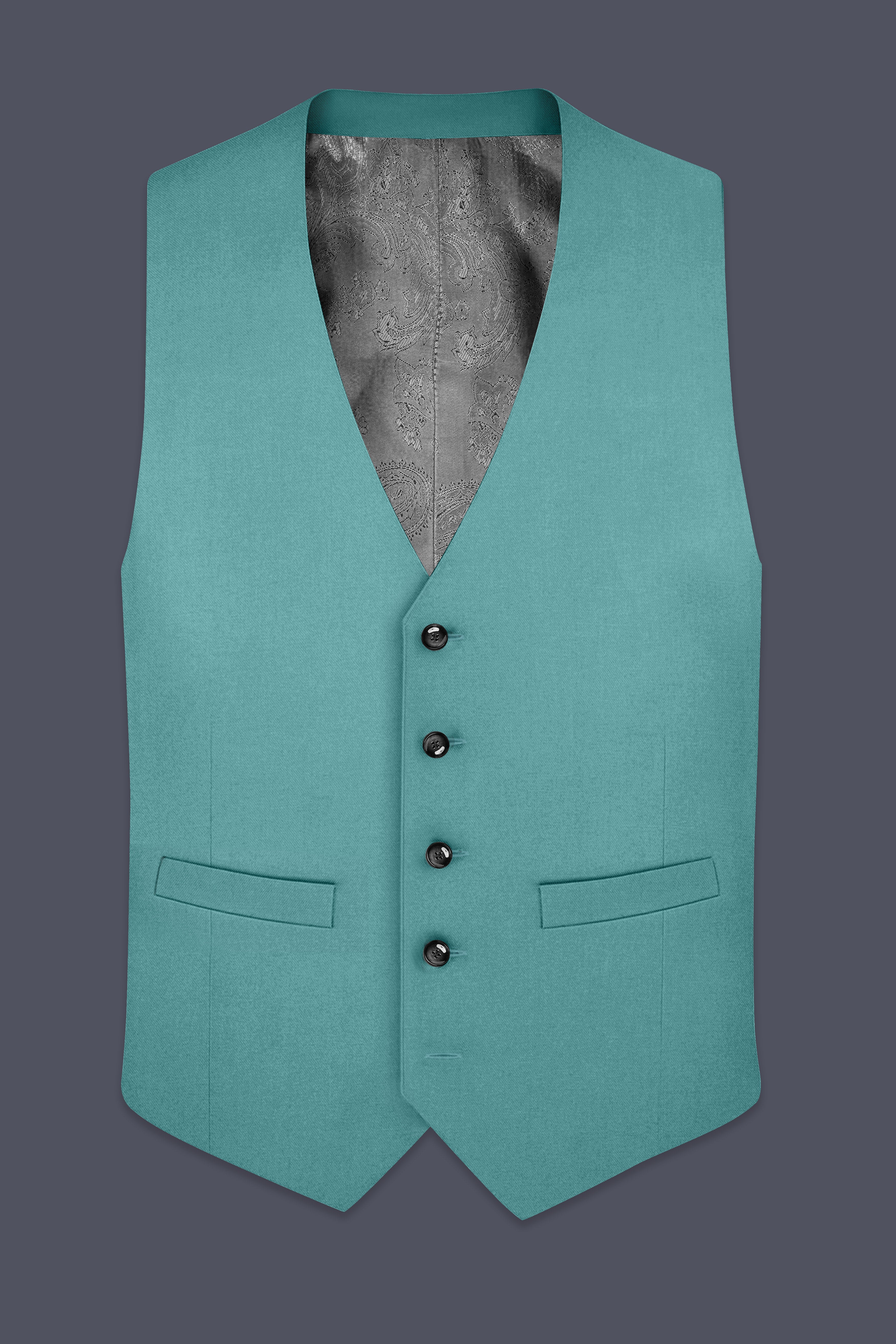 Travirid-Gothic Green Wool Rich Slight Stretch Waistcoat