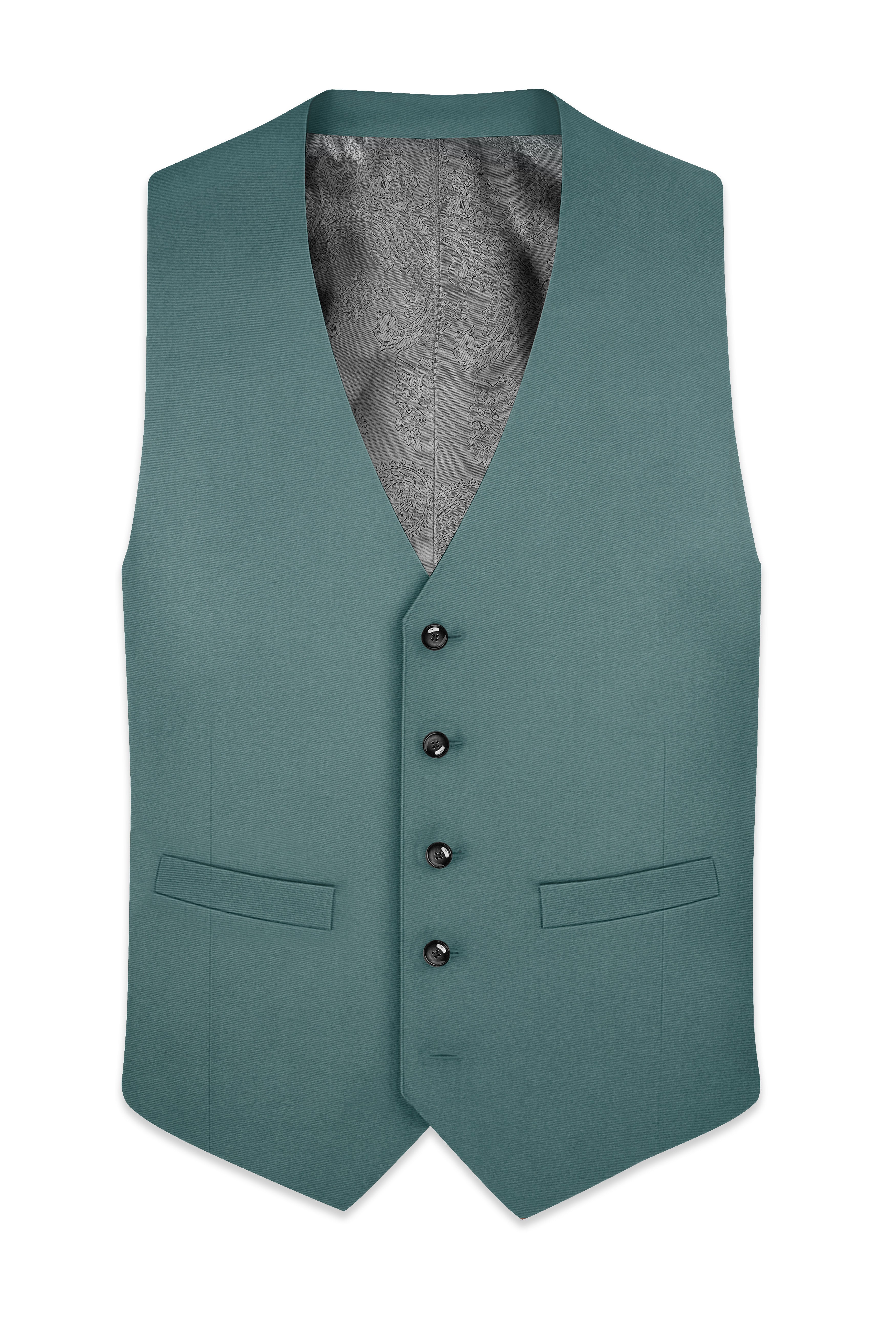 Travliam-William Green Wool Rich Slight Stretch Waistcoat