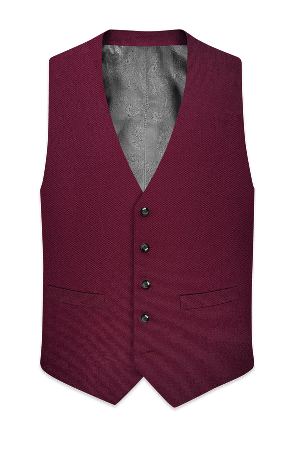 Marcrest-Castro Maroon Textured Wool Rich Waistcoat
