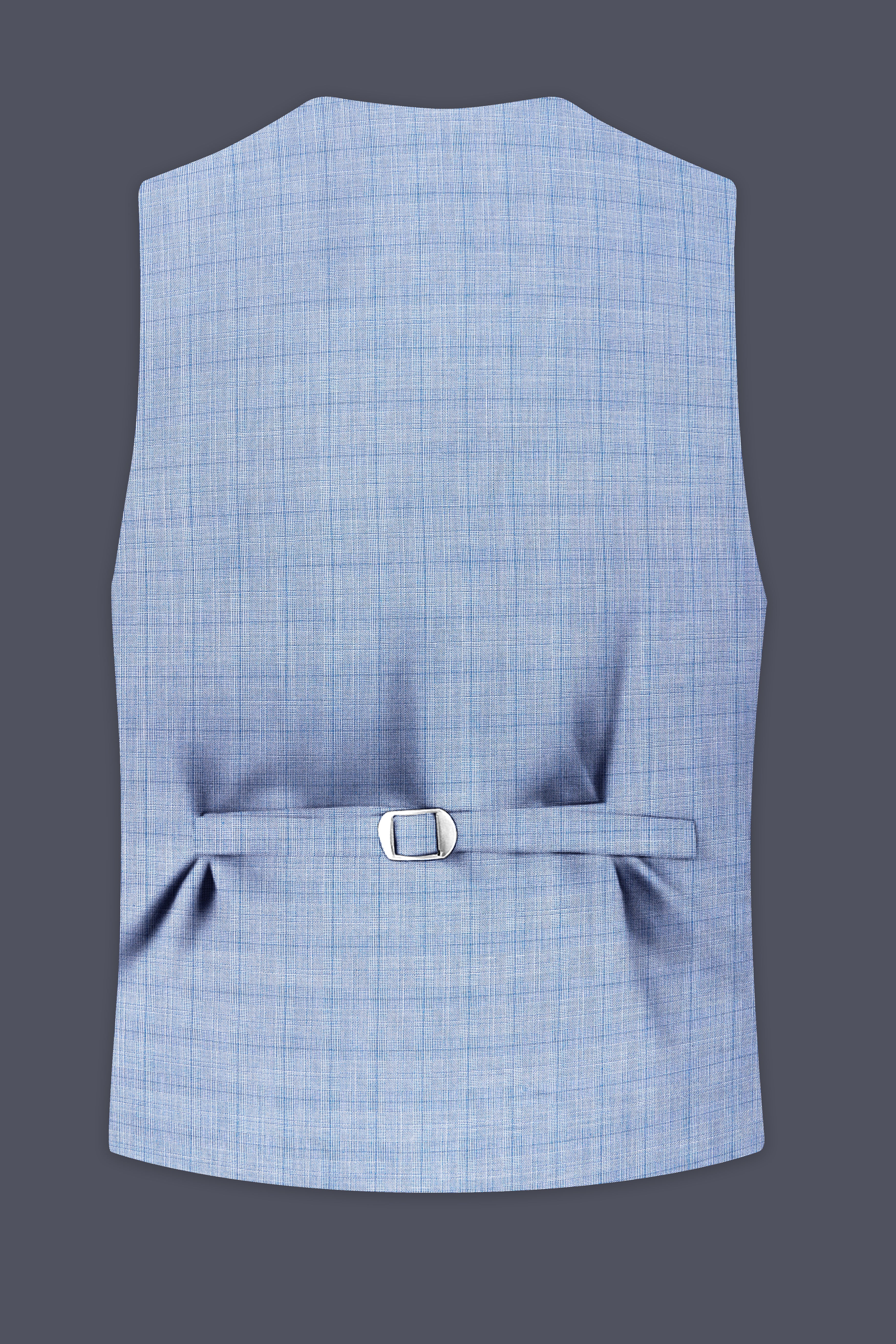 Aurelien-Cornflower Blue Windowpane Wool Rich Waistcoats