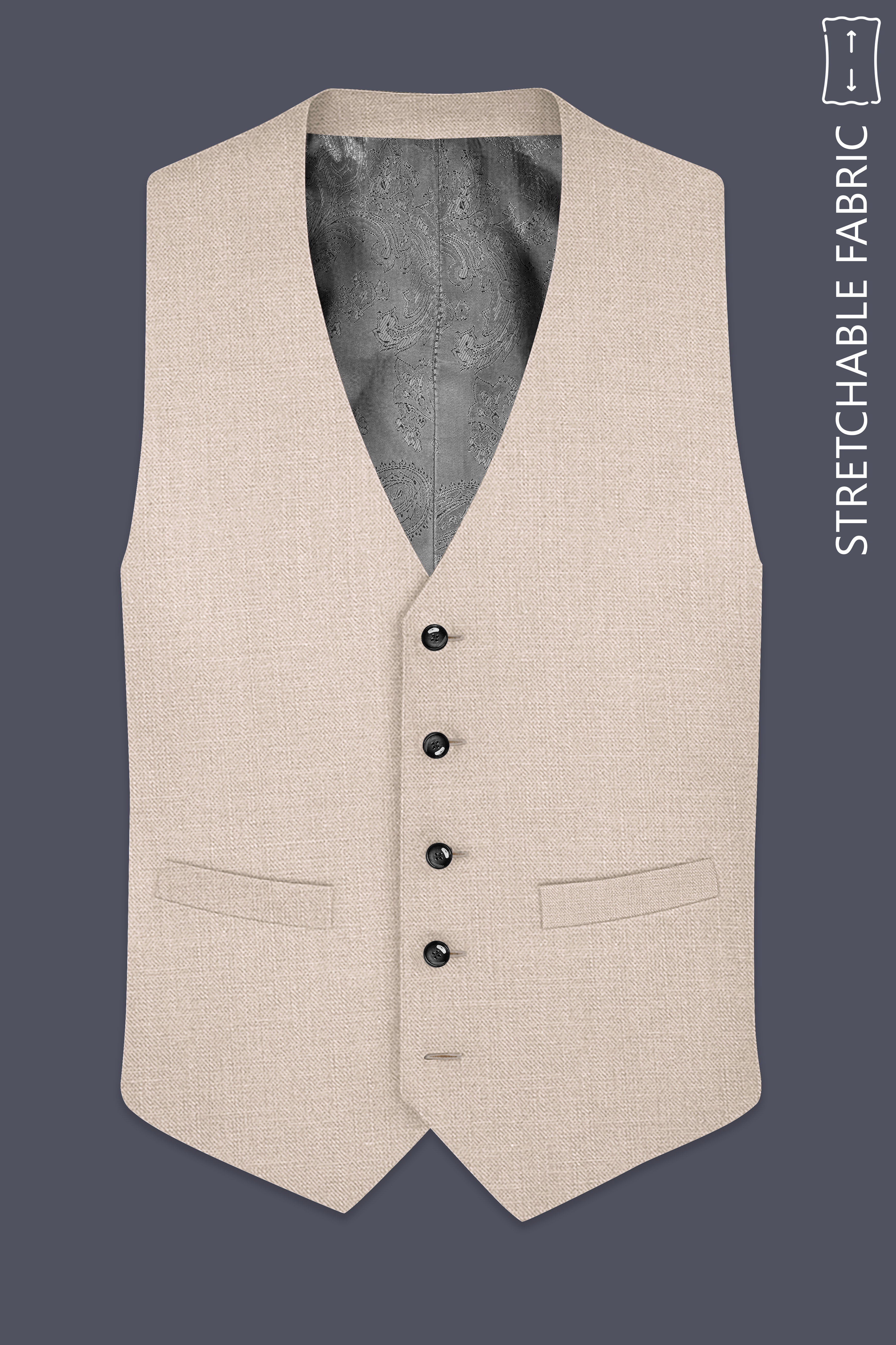 Brunoro-Wafer Brown Luxurious Linen Stretchable Waistcoats