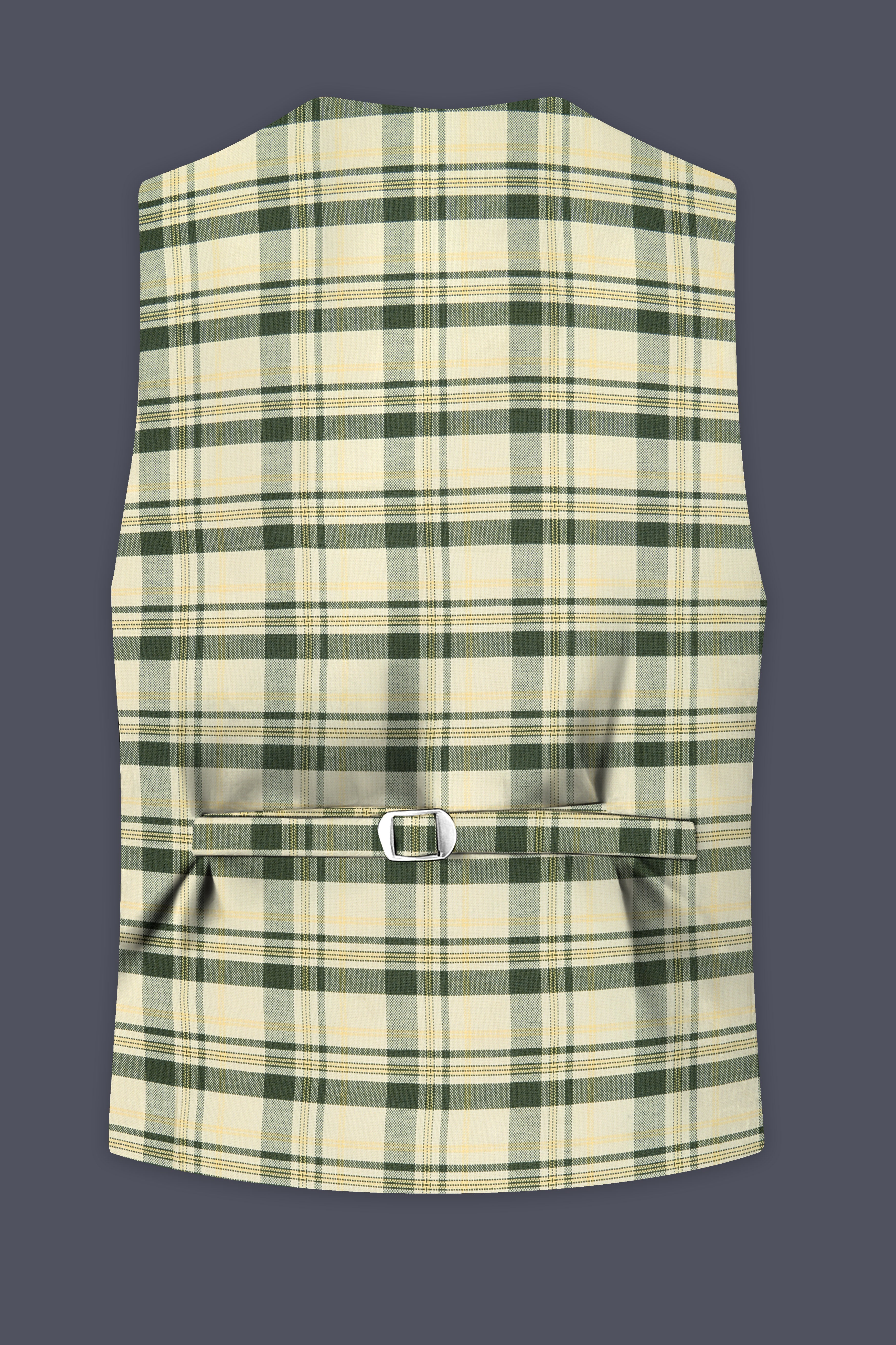 Swivoro-Swizzle Cream And Rangitoto Green Plaid Premium Cotton Waistcoat