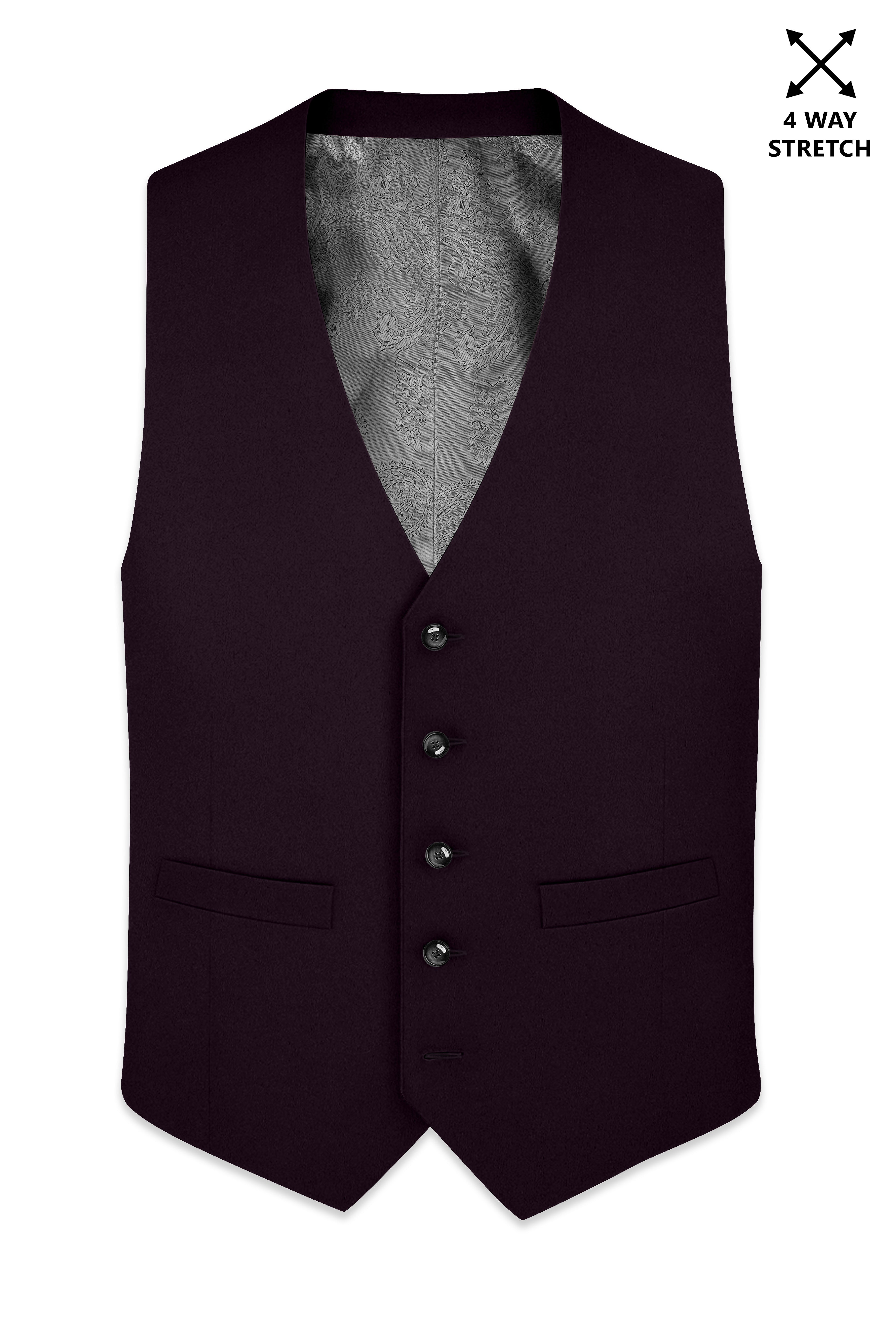 Marenzo-Korean Seal Maroon 4-Way Stretch Wool Rich Waistcoat