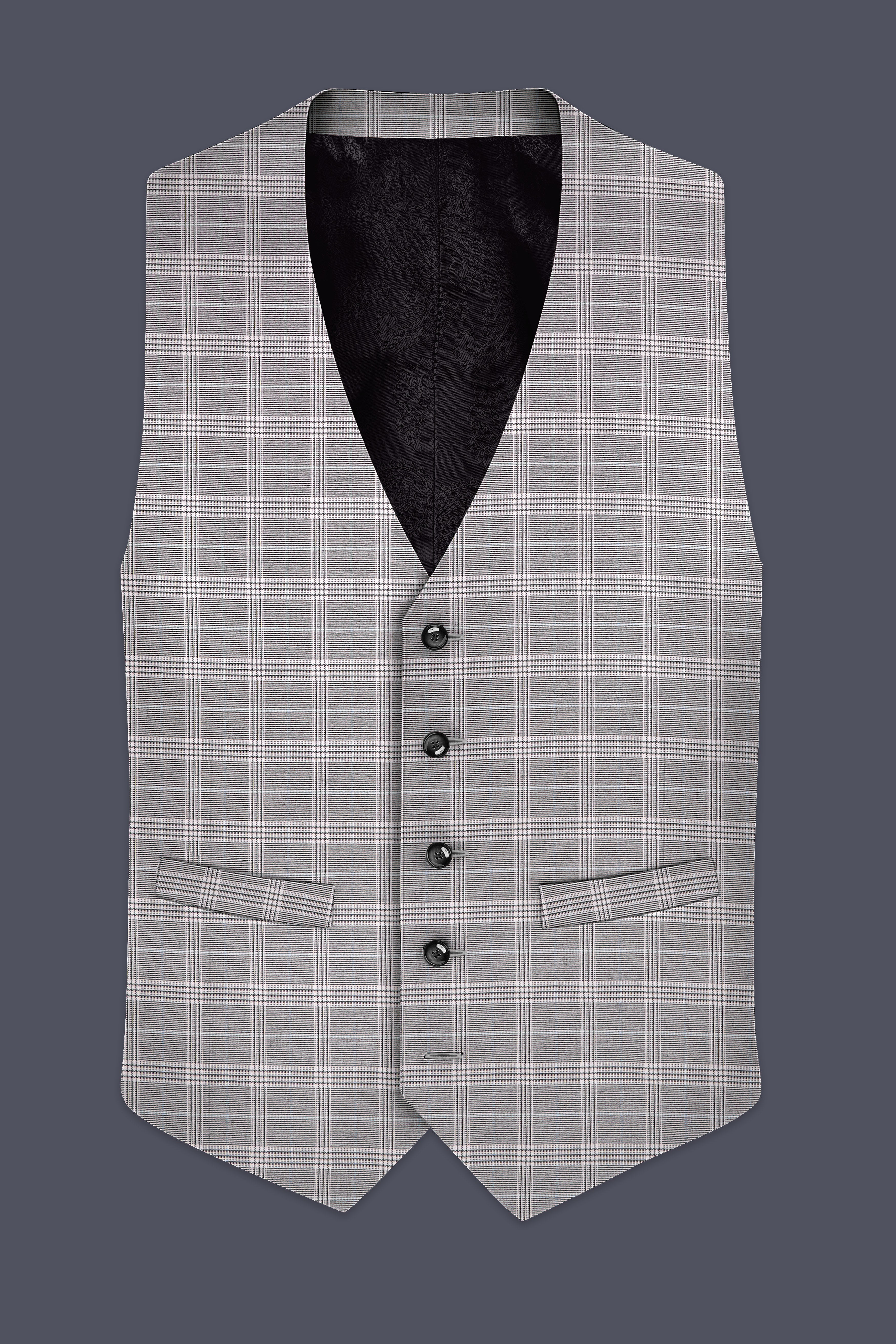 Monsoon Gray Plaid Wool Rich Waistcoat