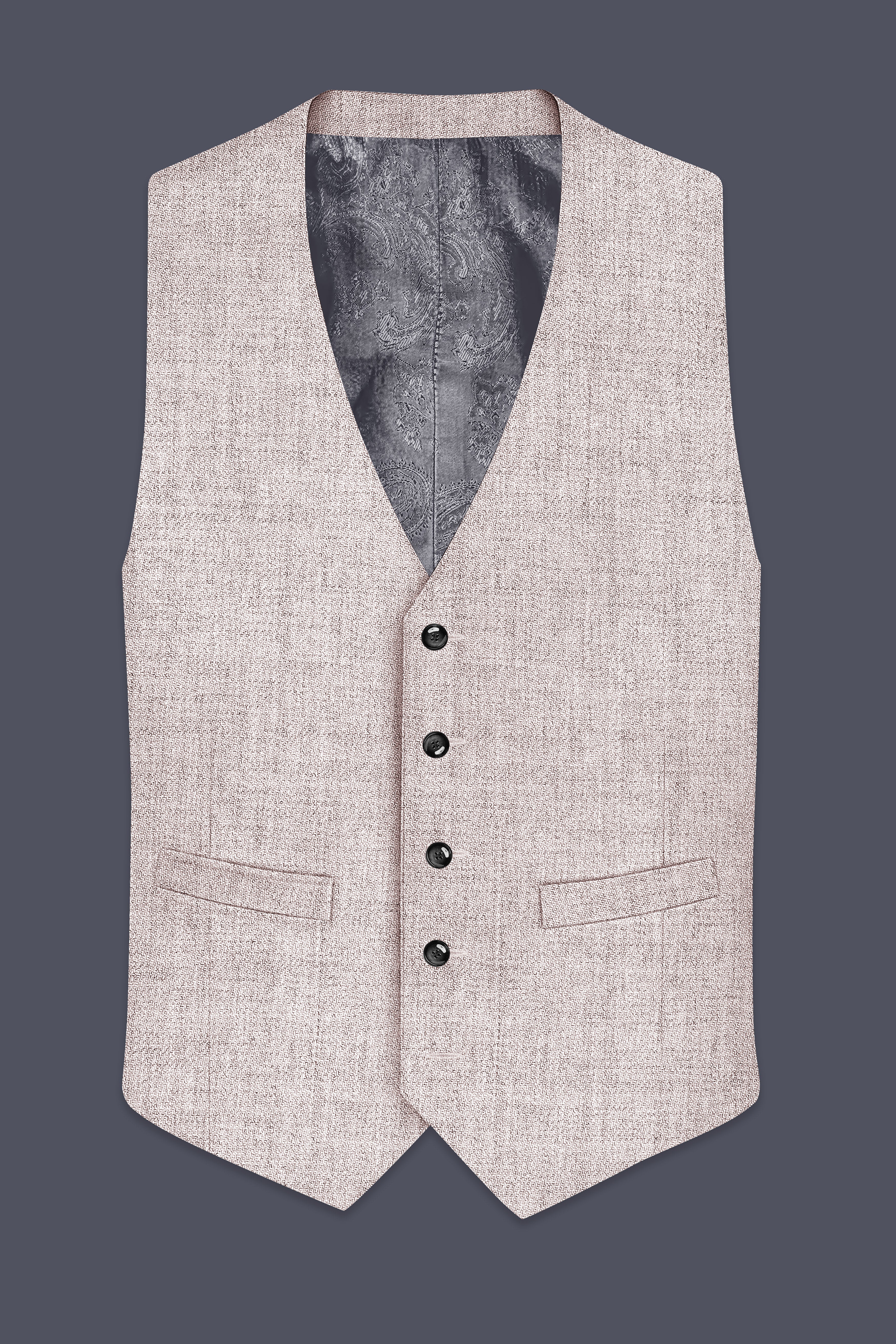 Ivorytail-Timberwolf Cream Textured Tweed Waistcoat