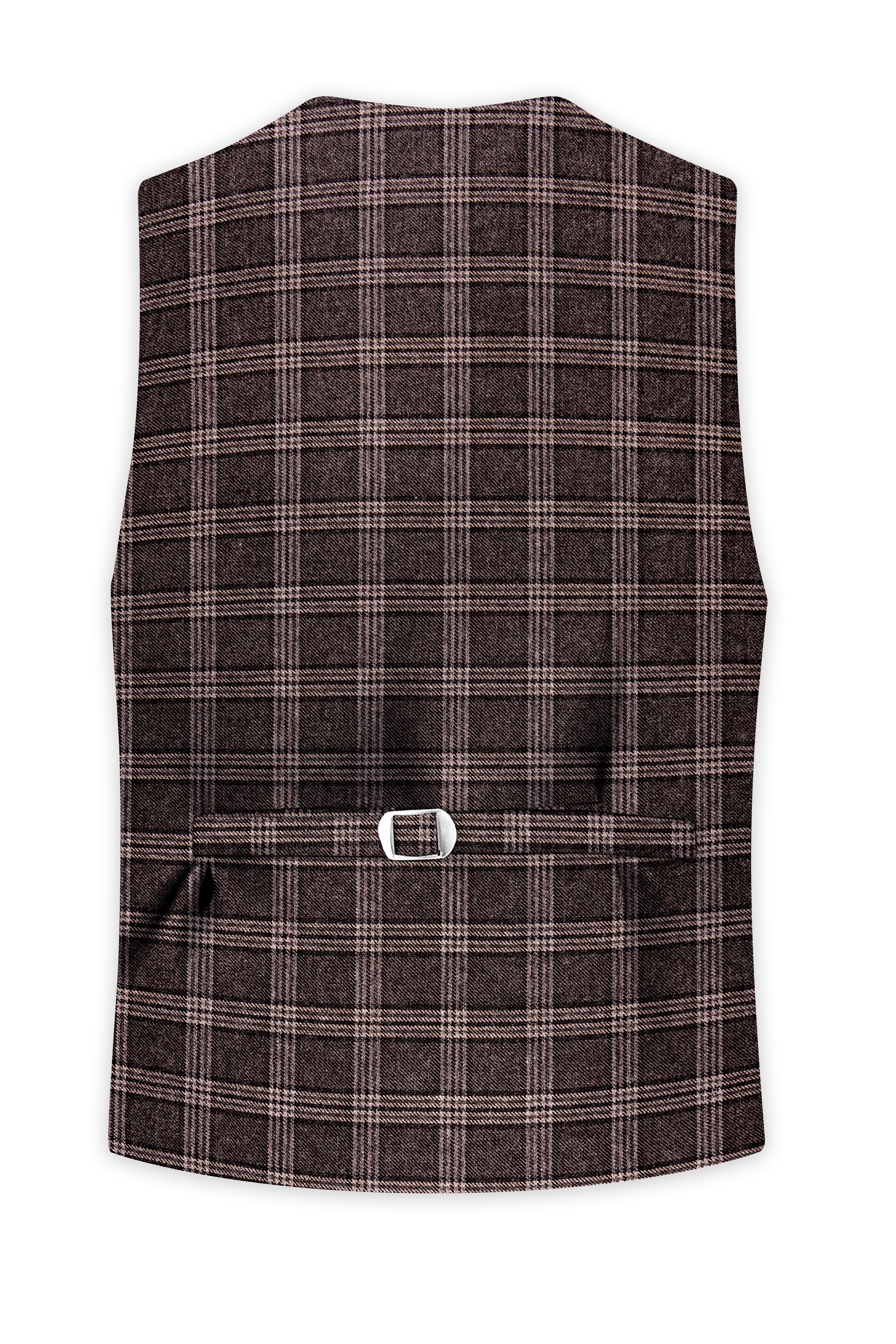 Eclenzo-Eclipse Brown Plaid Tweed Waistcoat
