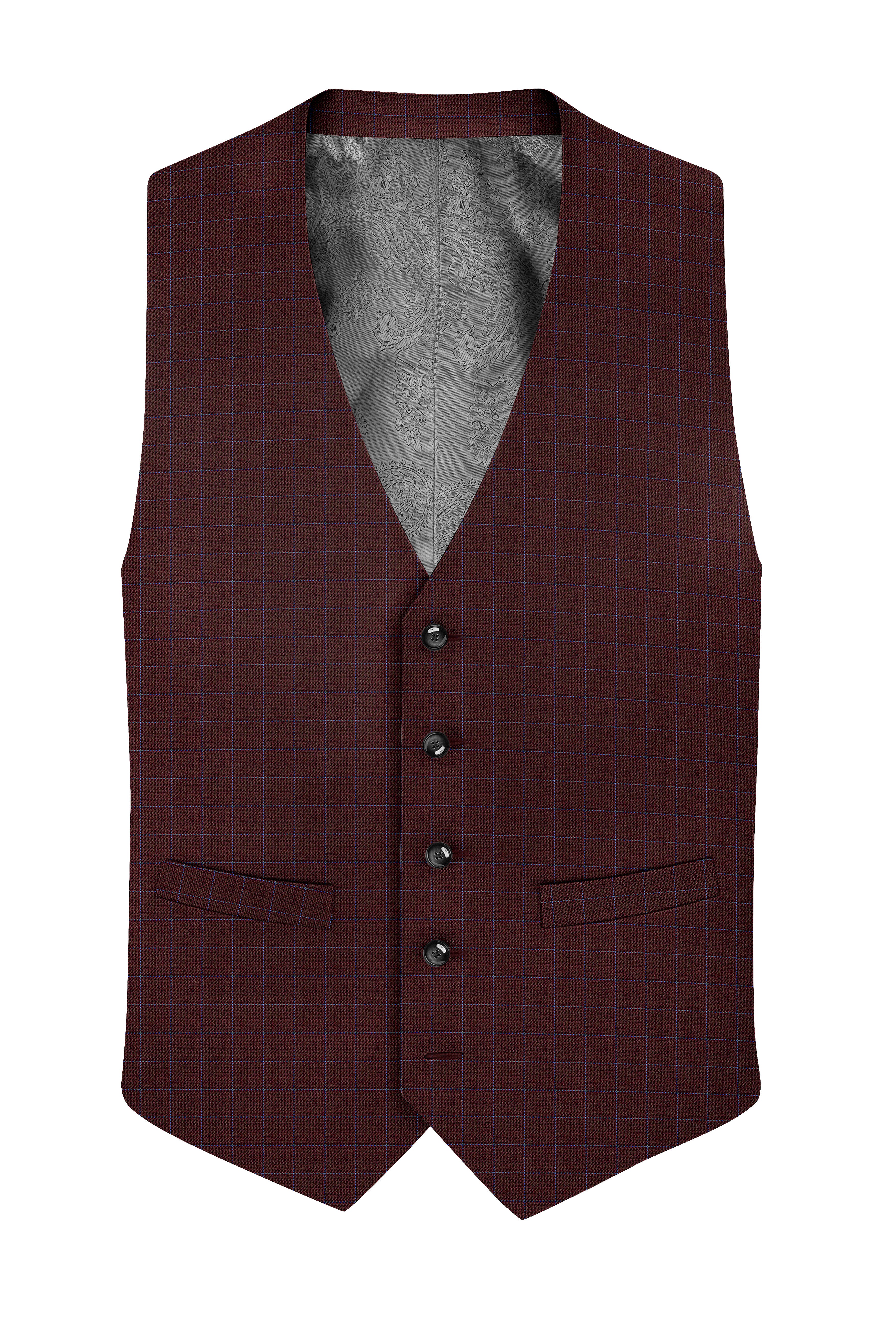 Wolvoro-Eclipse Brown Plaid Wool Rich Waistcoat