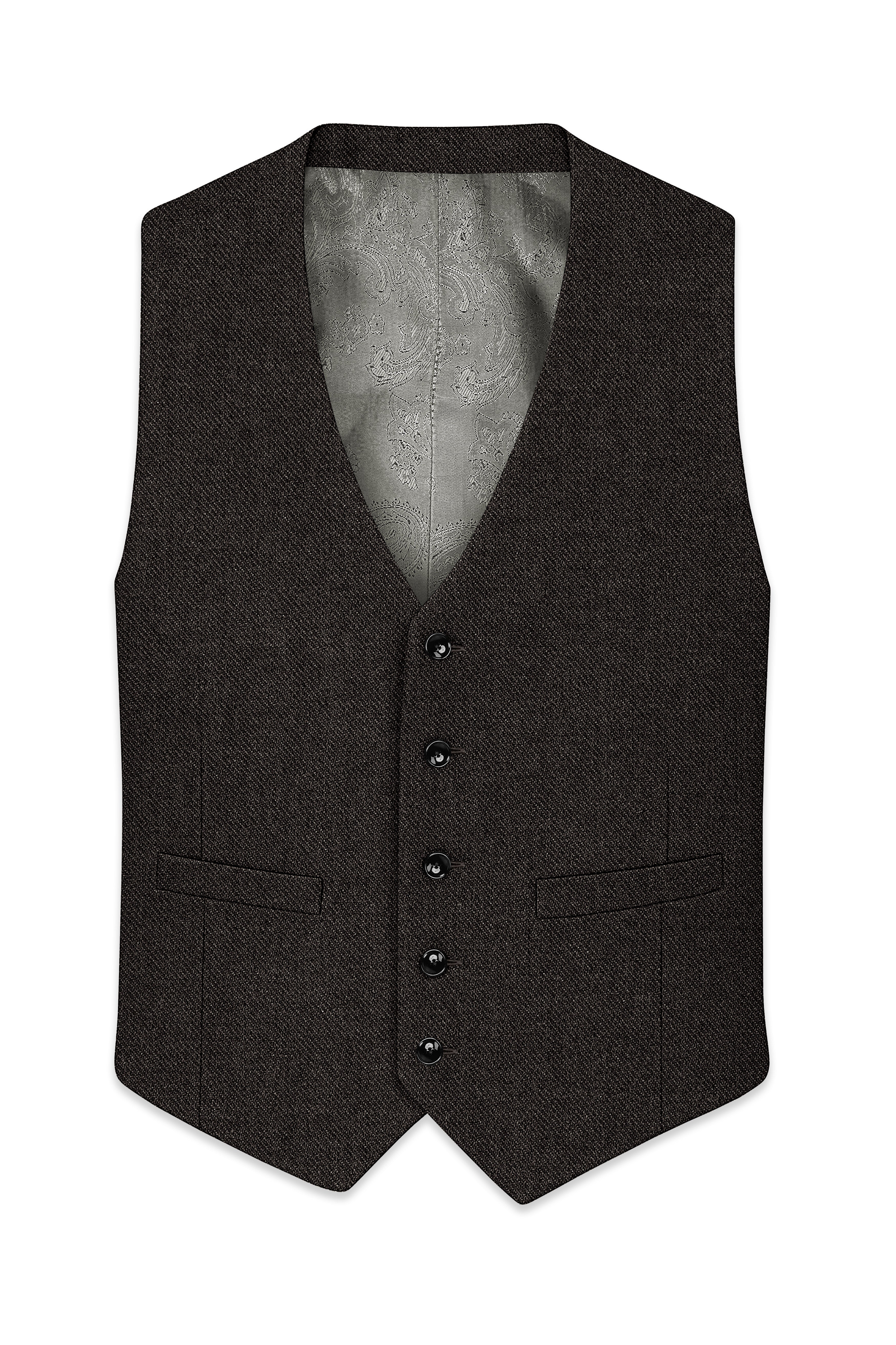 Auregond-Gondola Brown Textured Tweed Waistcoat