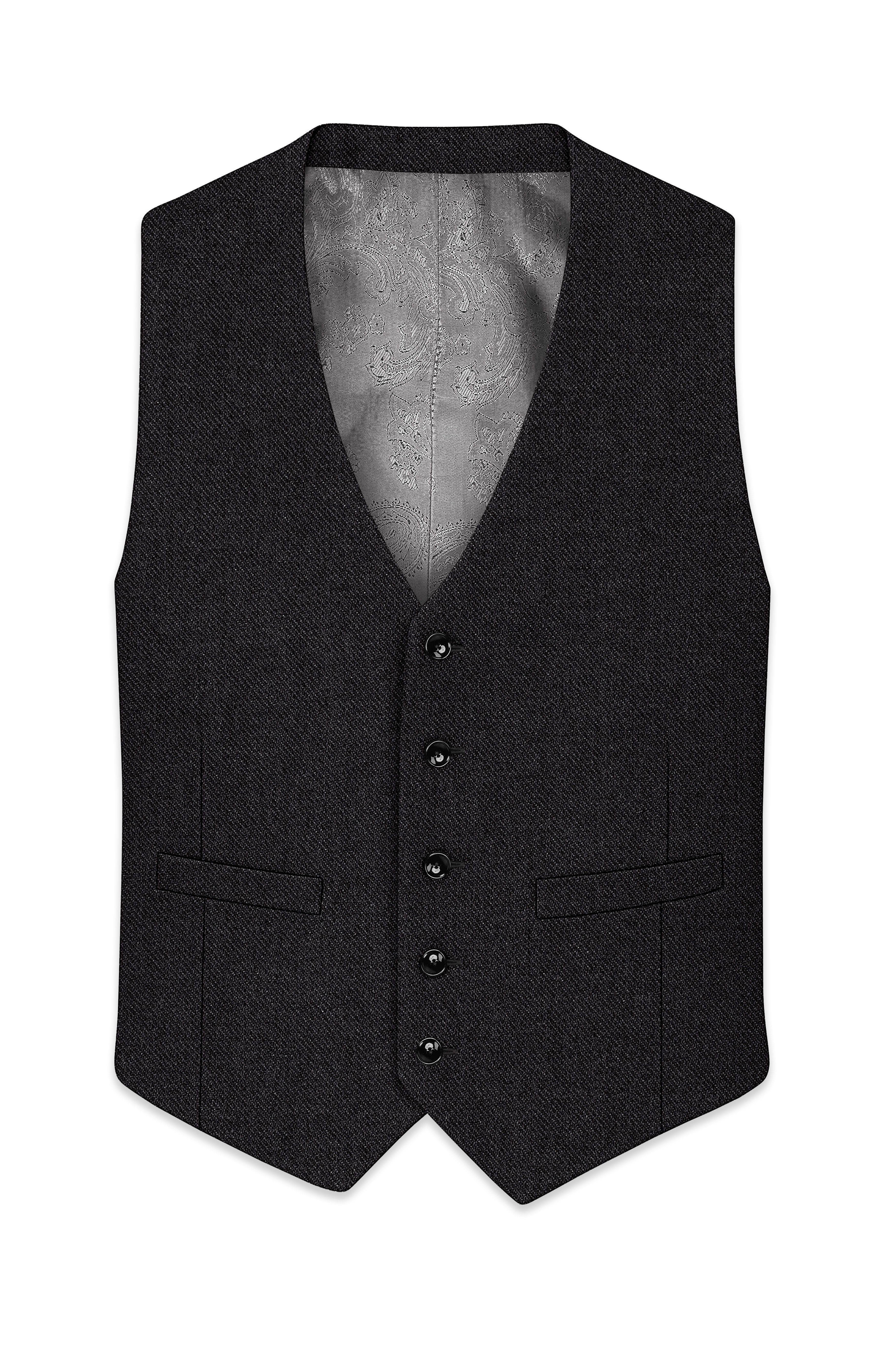 Cinerro-Mine Shaft Gray Textured Tweed Waistcoat