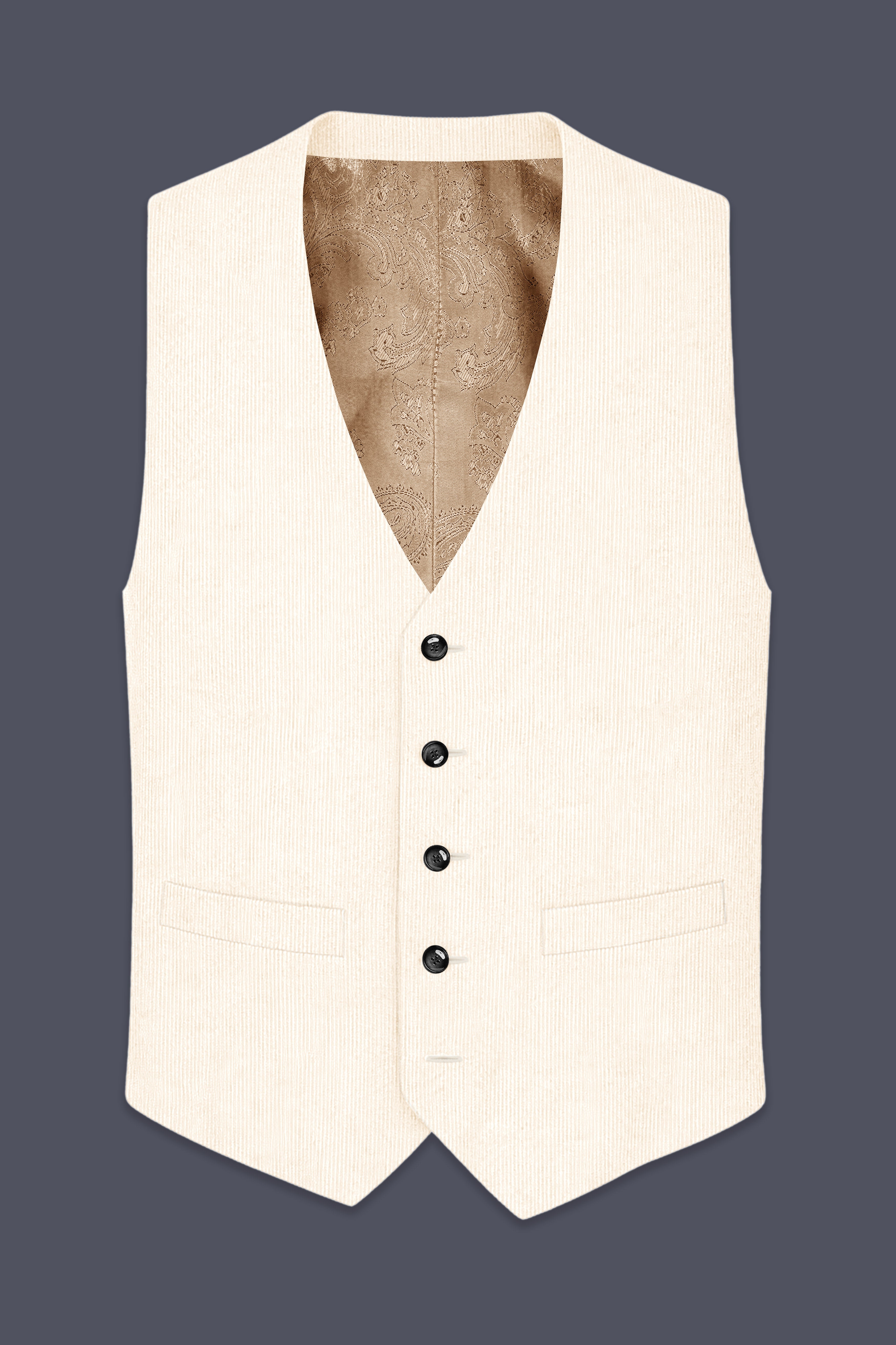 Ivoro-Swizzle Cream Corduroy Waistcoat