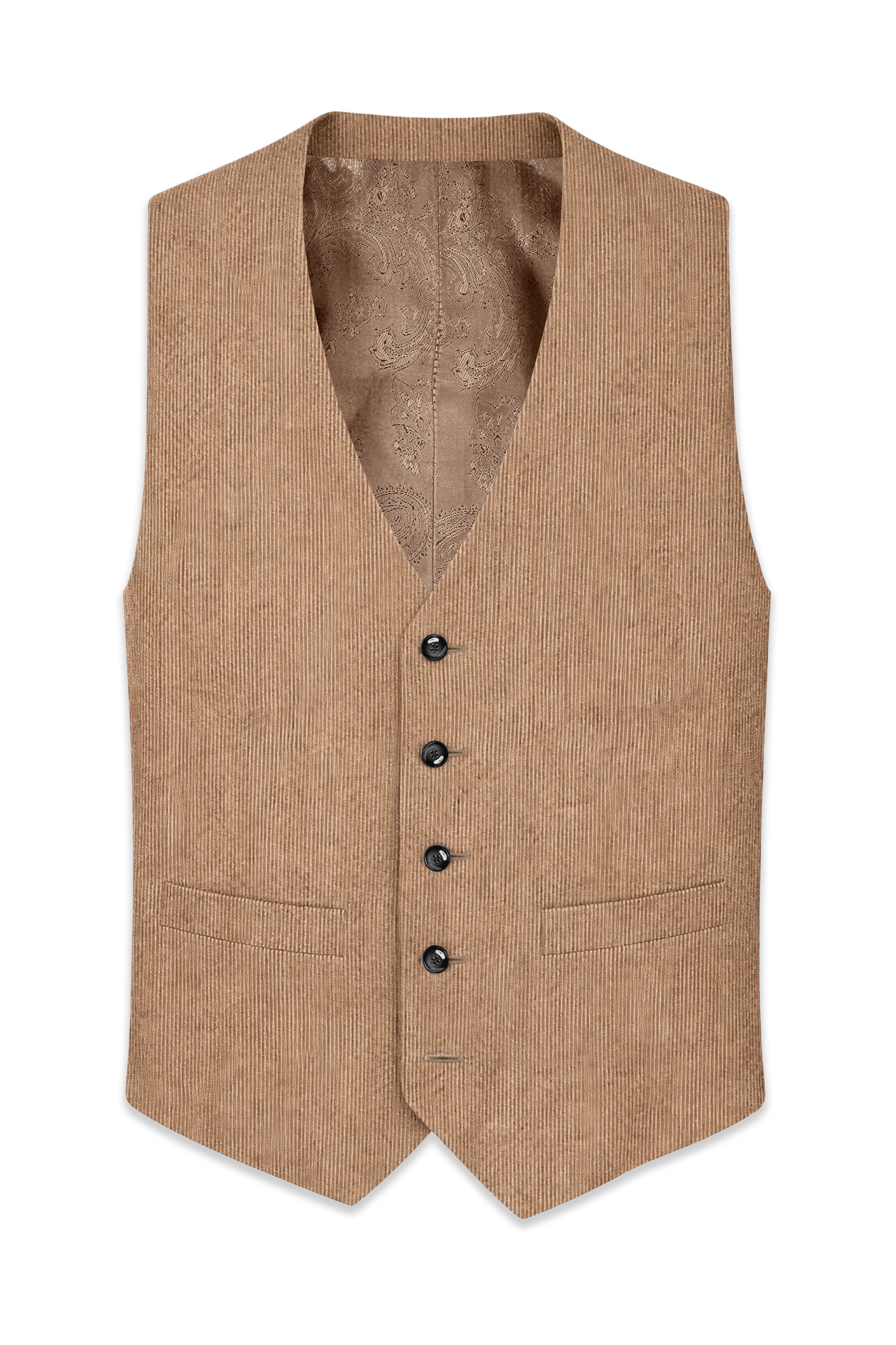 Cordenza-Muesli Brown Corduroy Waistcoat