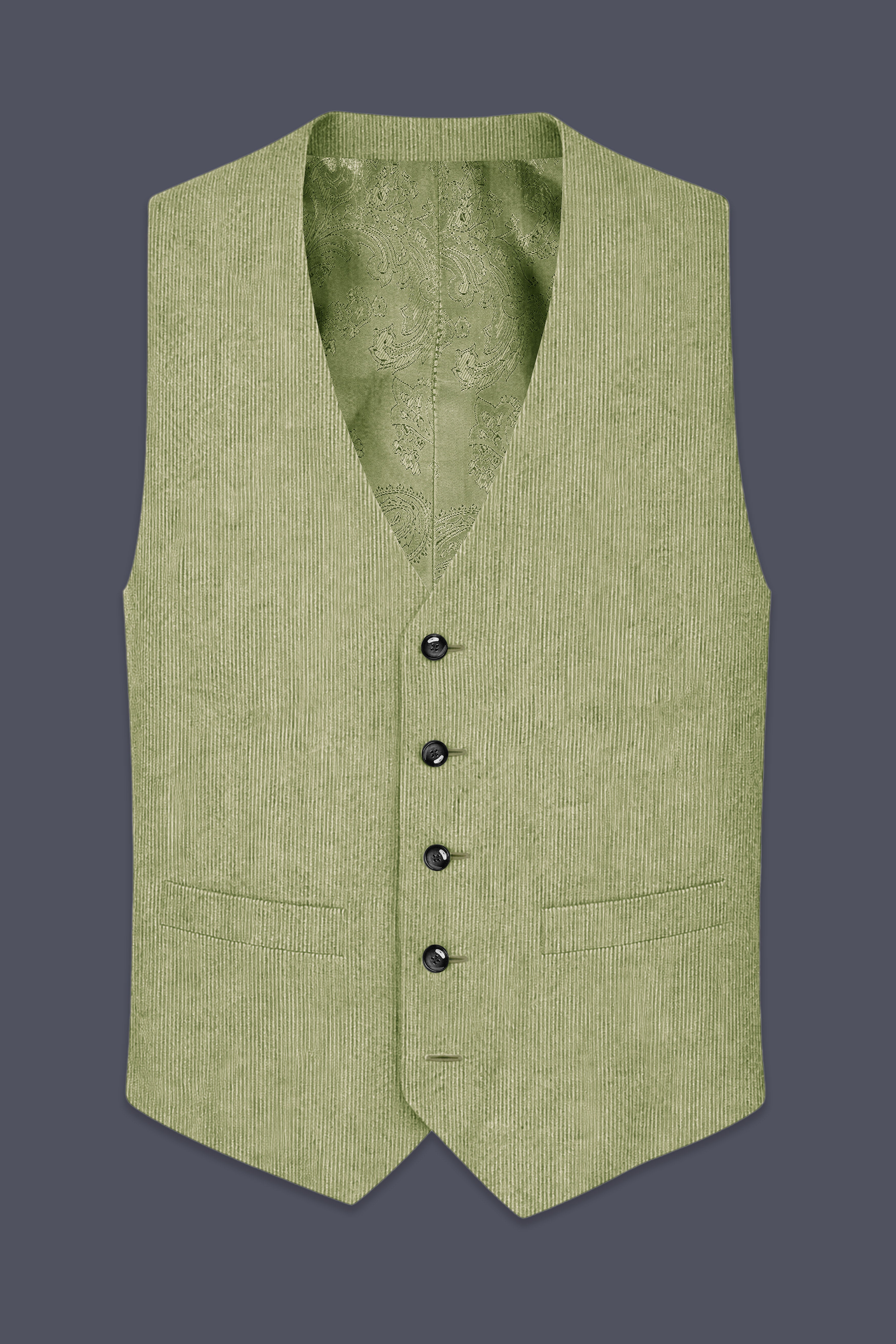 Aurethist-Thistle Green Corduroy Waistcoat