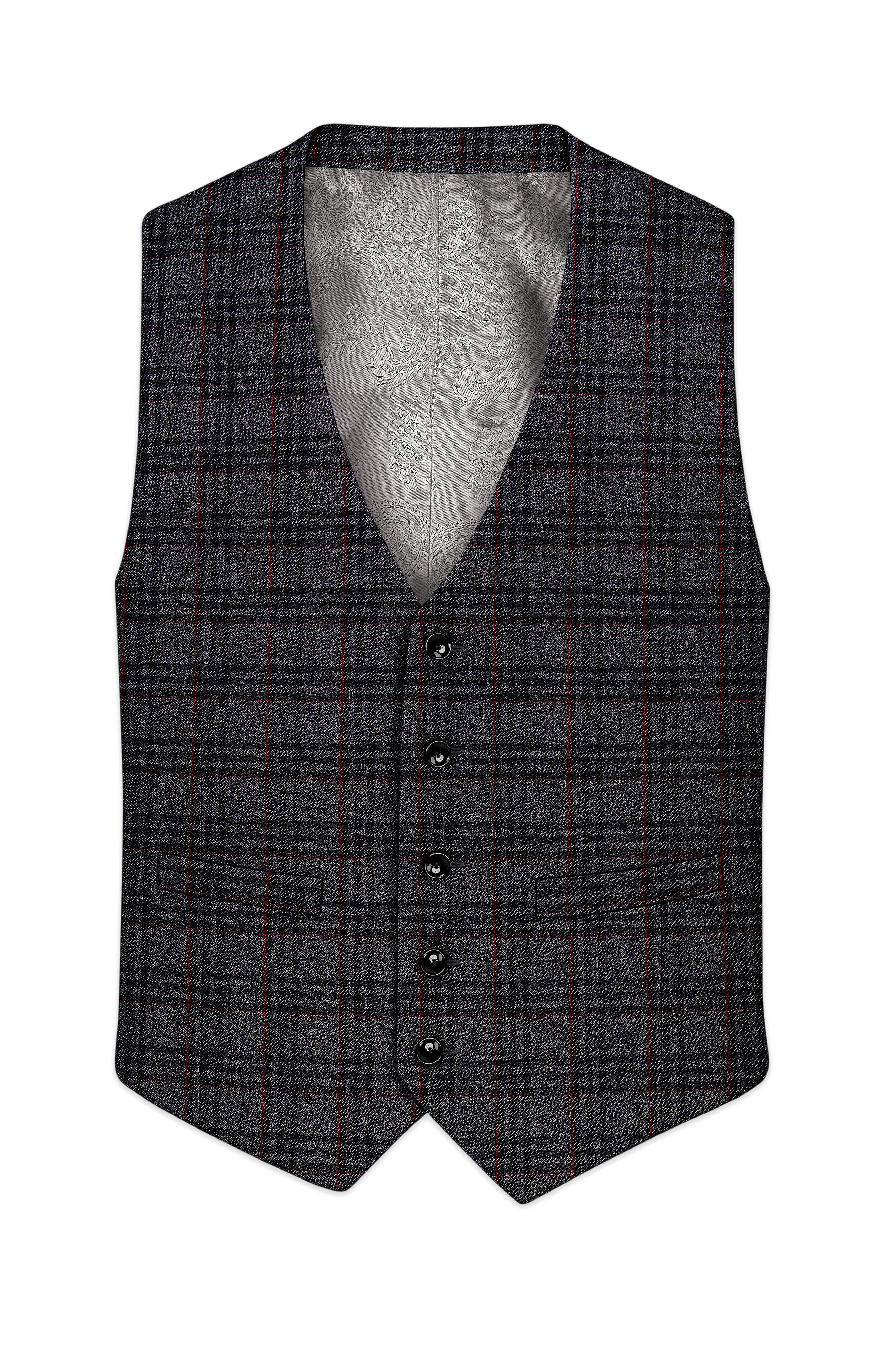Velours-Ship Gray Plaid Tweed Waistcoat