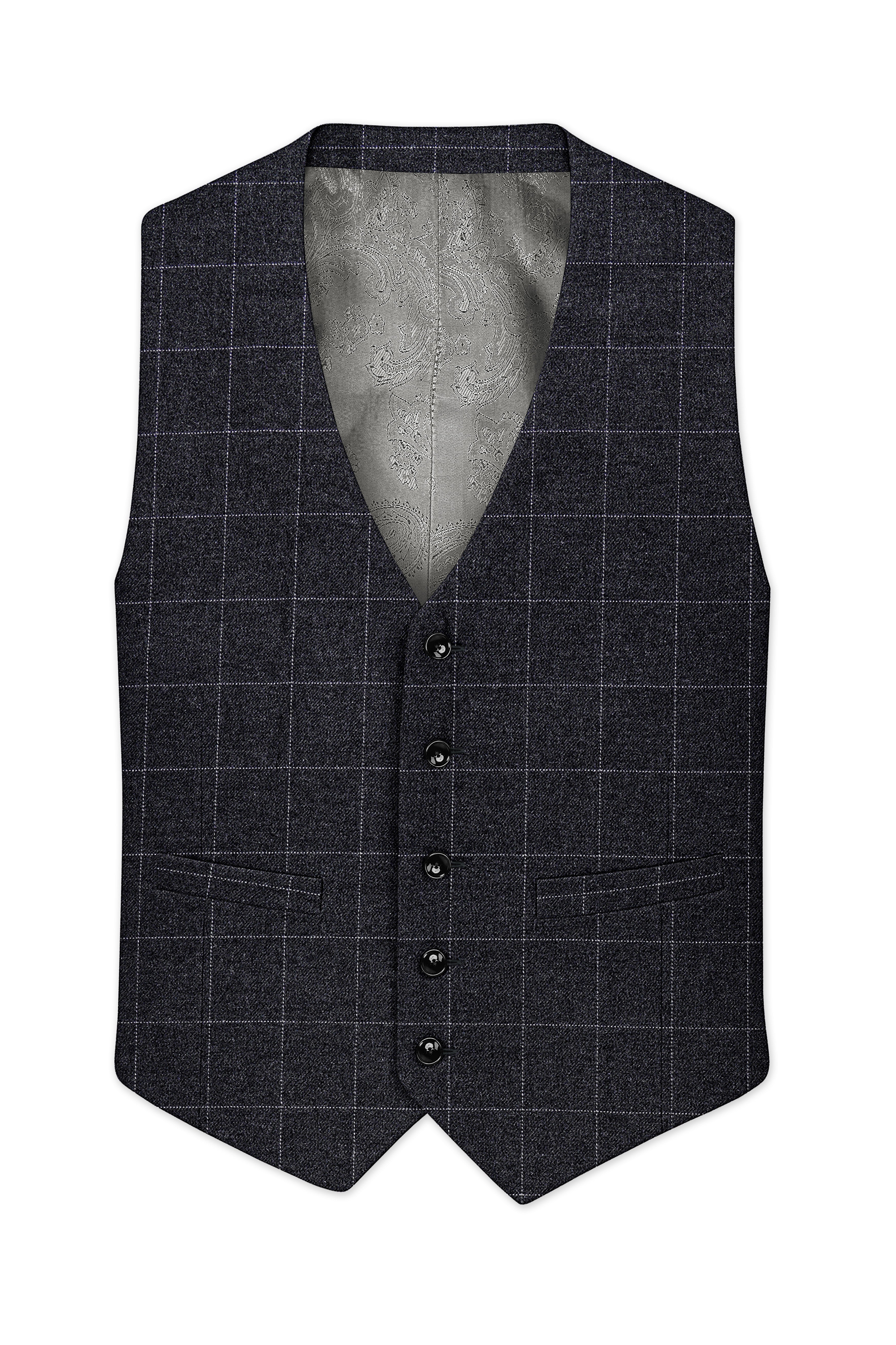 Fenrir-Shark Gray windowpane Tweed Waistcoat