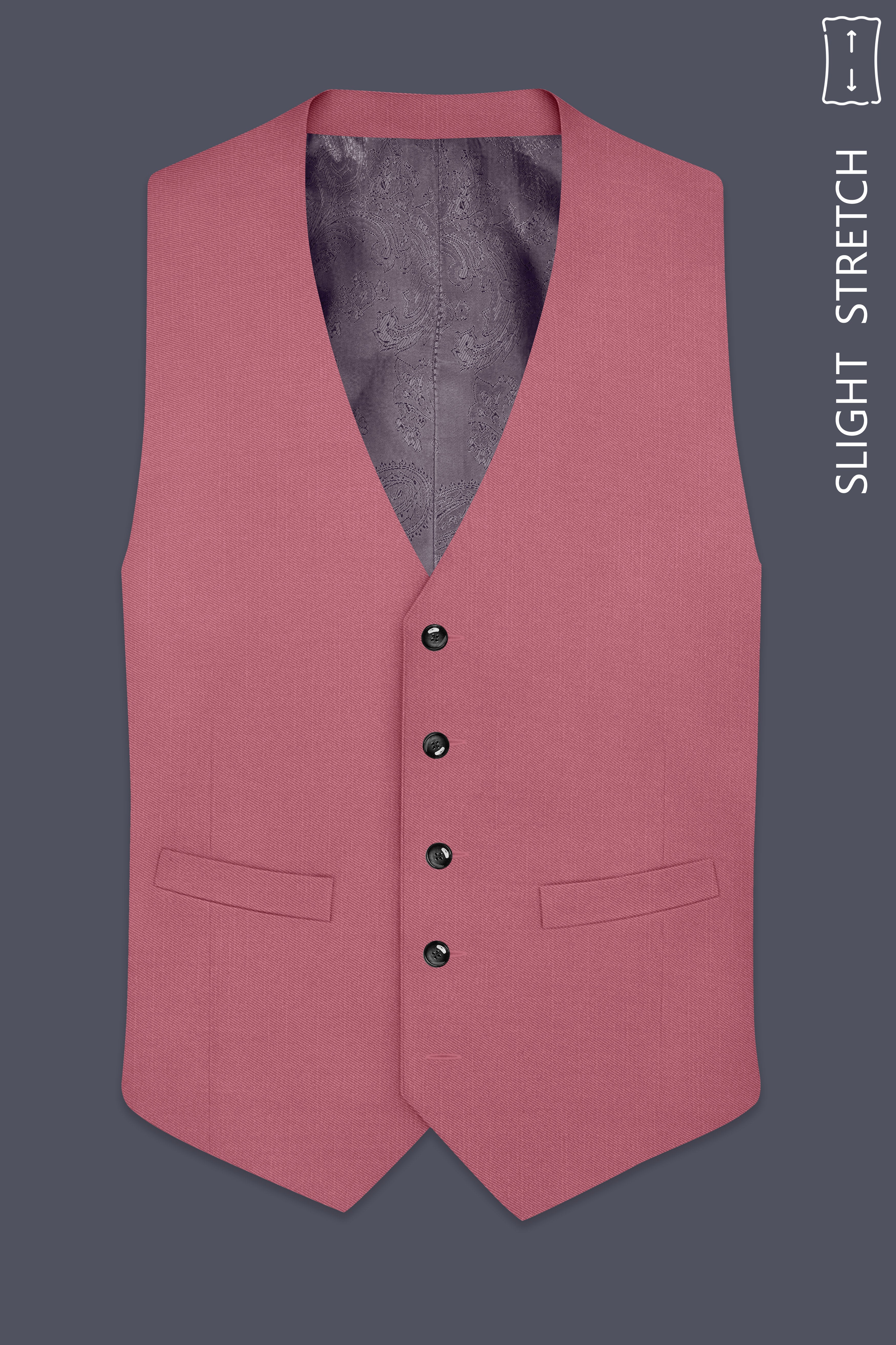 Soleil-Peach Wool Rich Slight Stretch Waistcoat