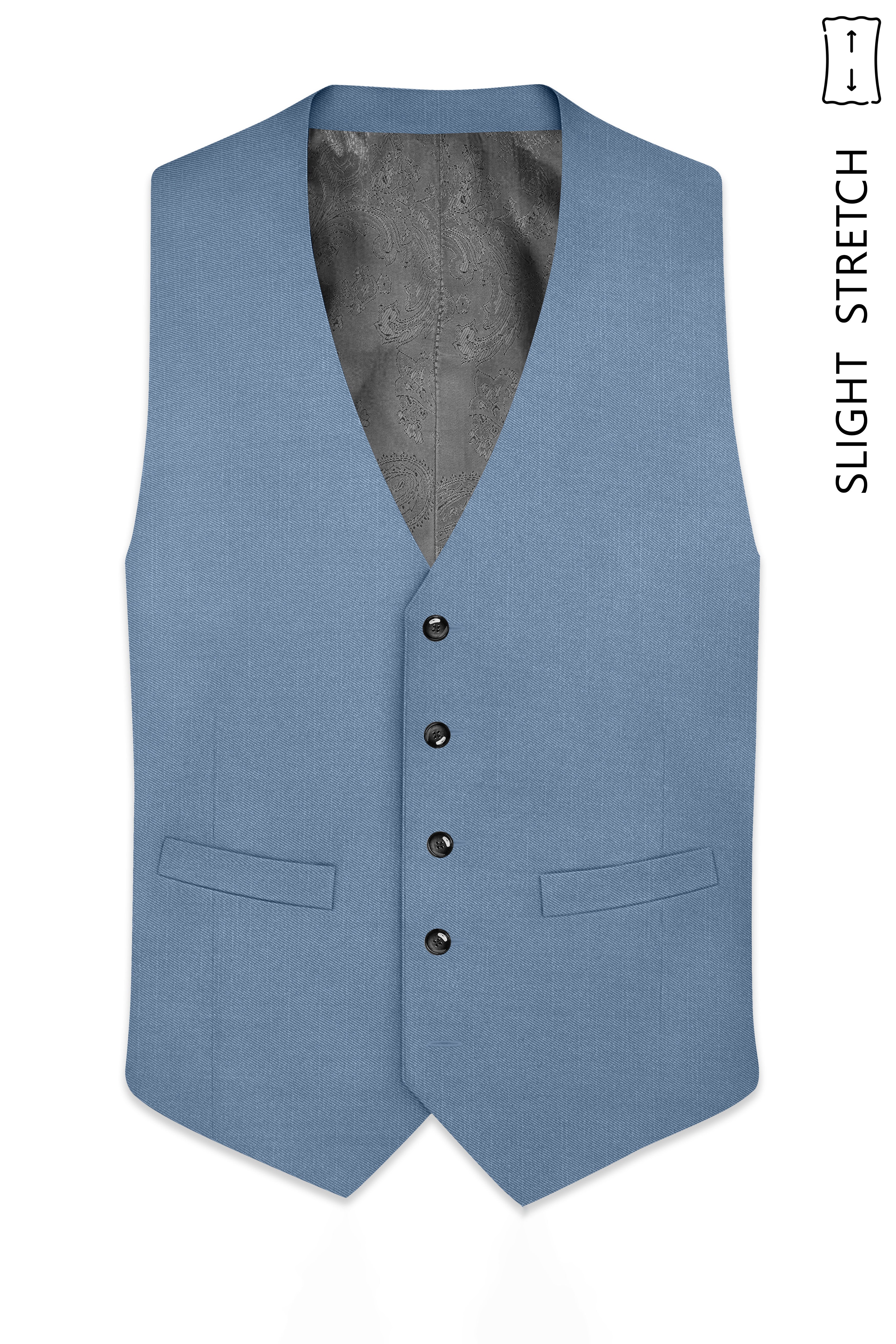 Celestor-Lynch Blue Wool Rich Slight Stretch Waistcoat