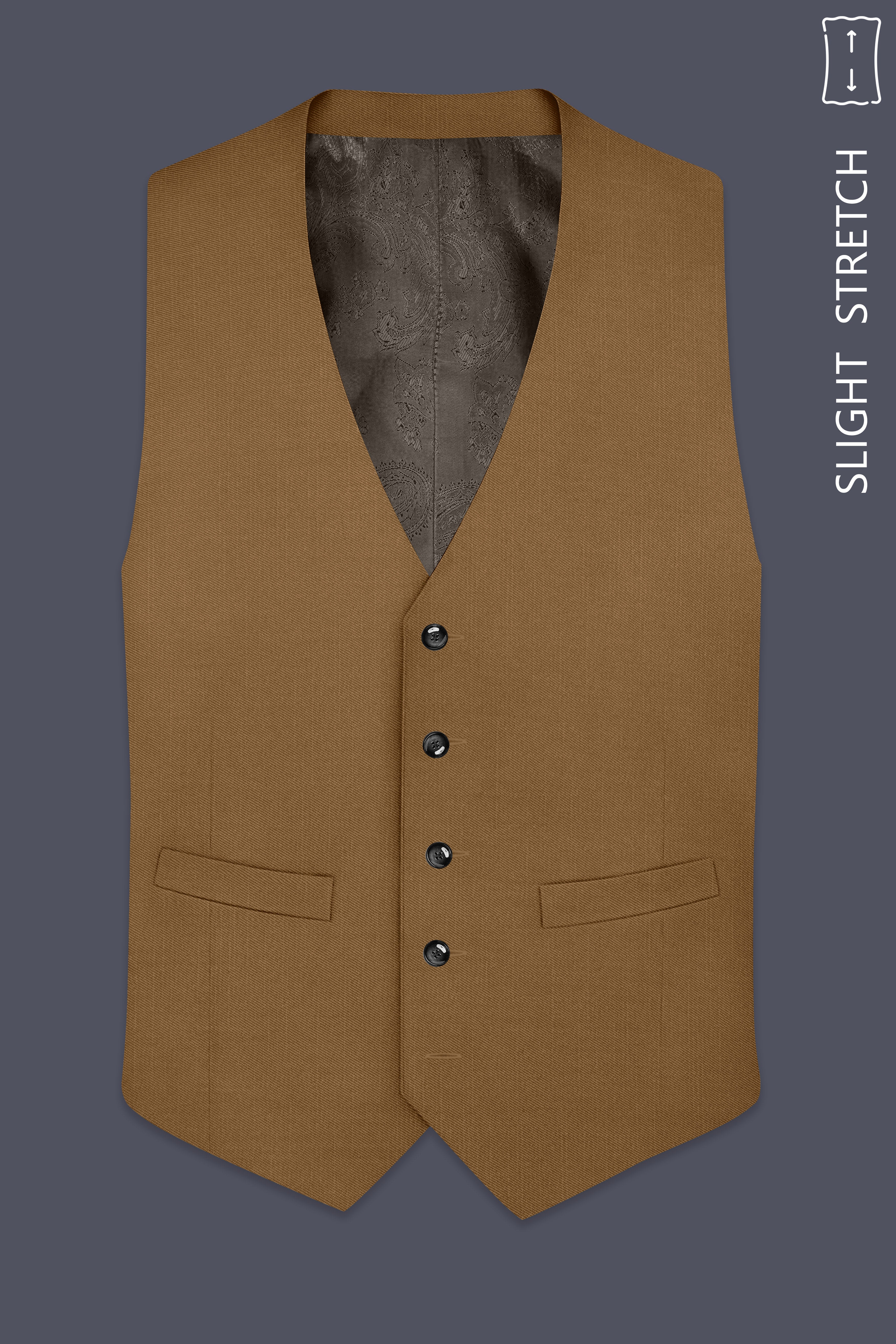 Sapphire-Potters Brown Wool Rich Slight Stretch Waistcoat