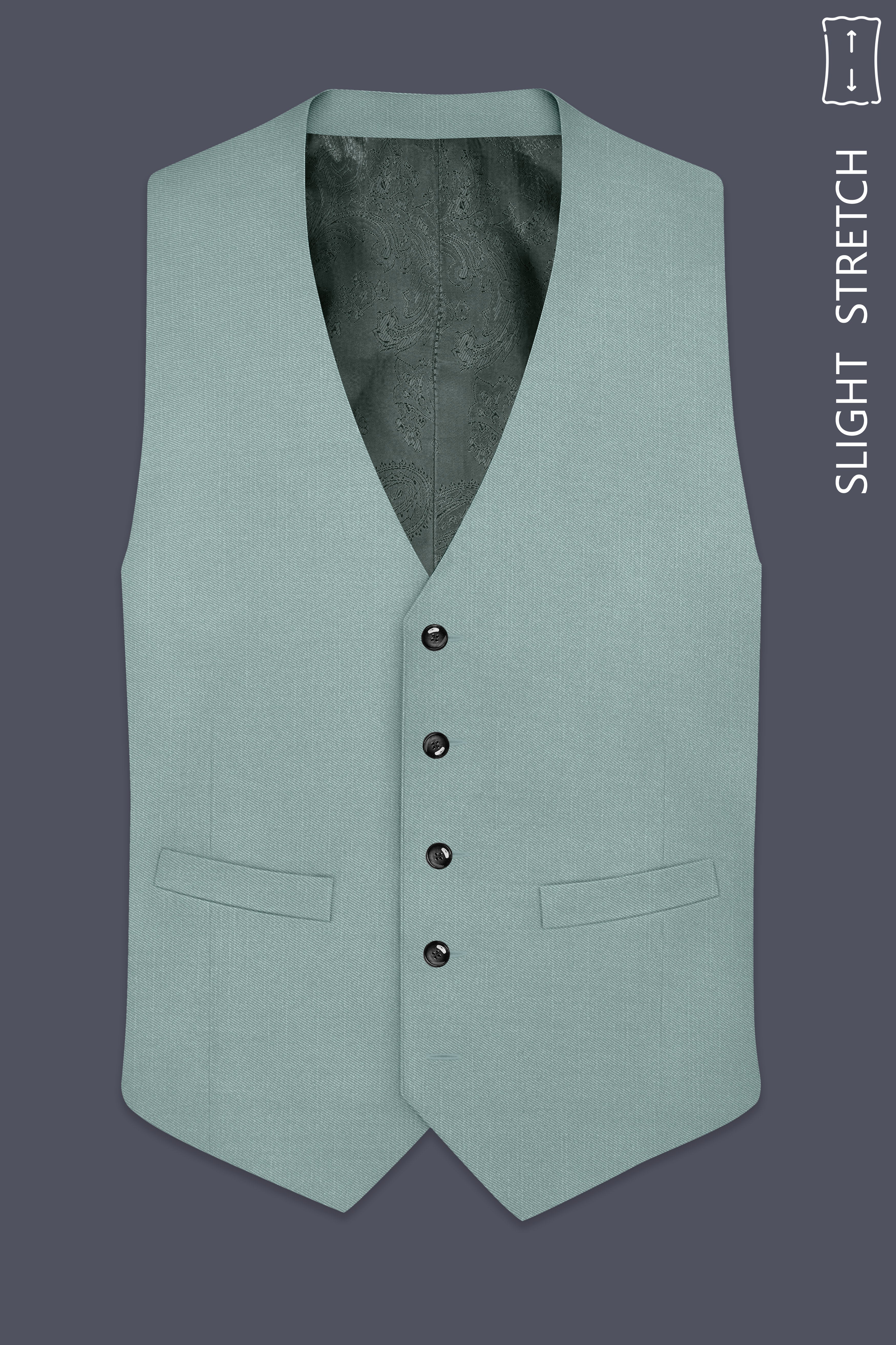 Tropic-Cadet Green Wool Rich Slight Stretch Waistcoat