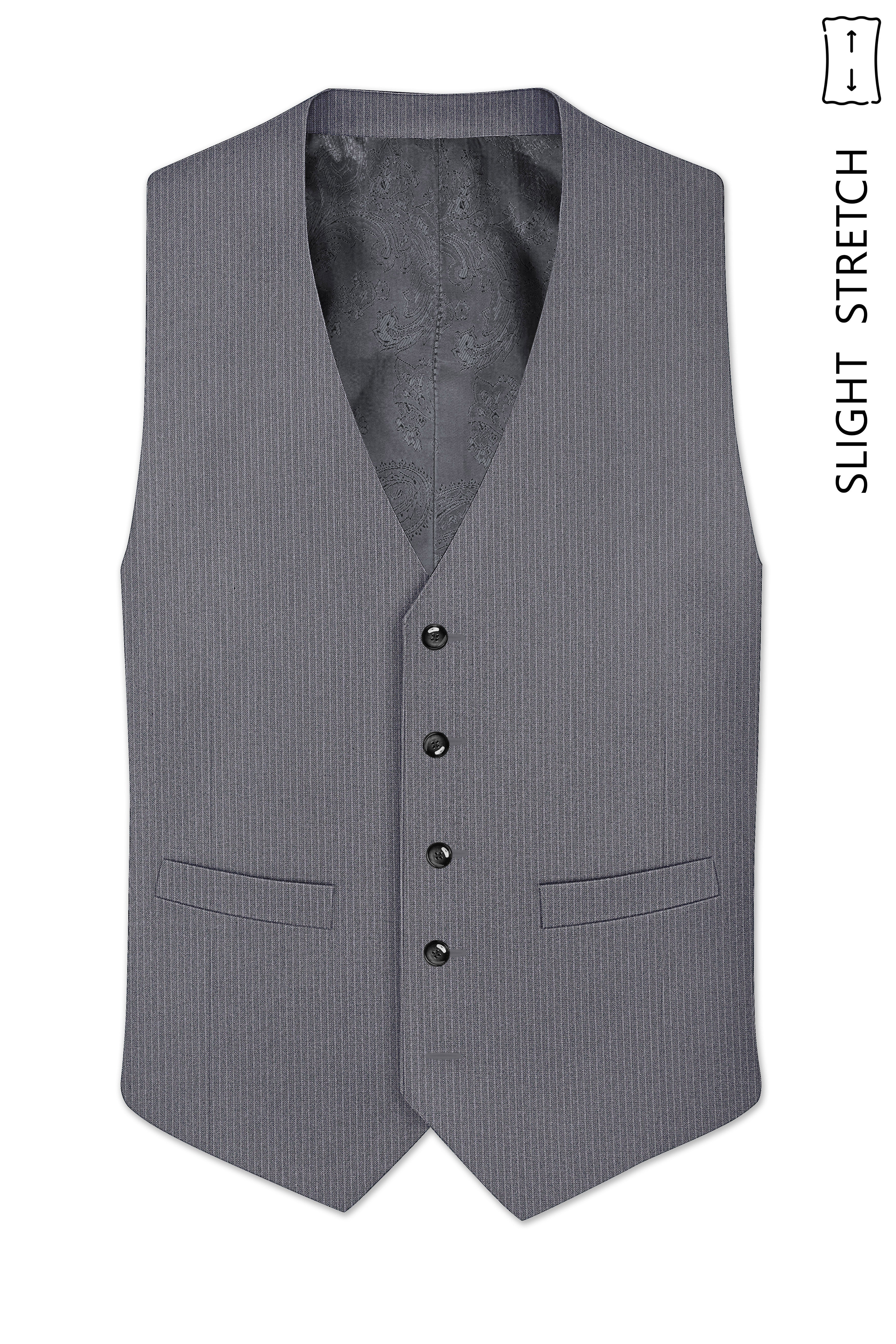 Apex-Ironside Gray Pencil Striped Wool Rich Slight Stretch Waistcoat