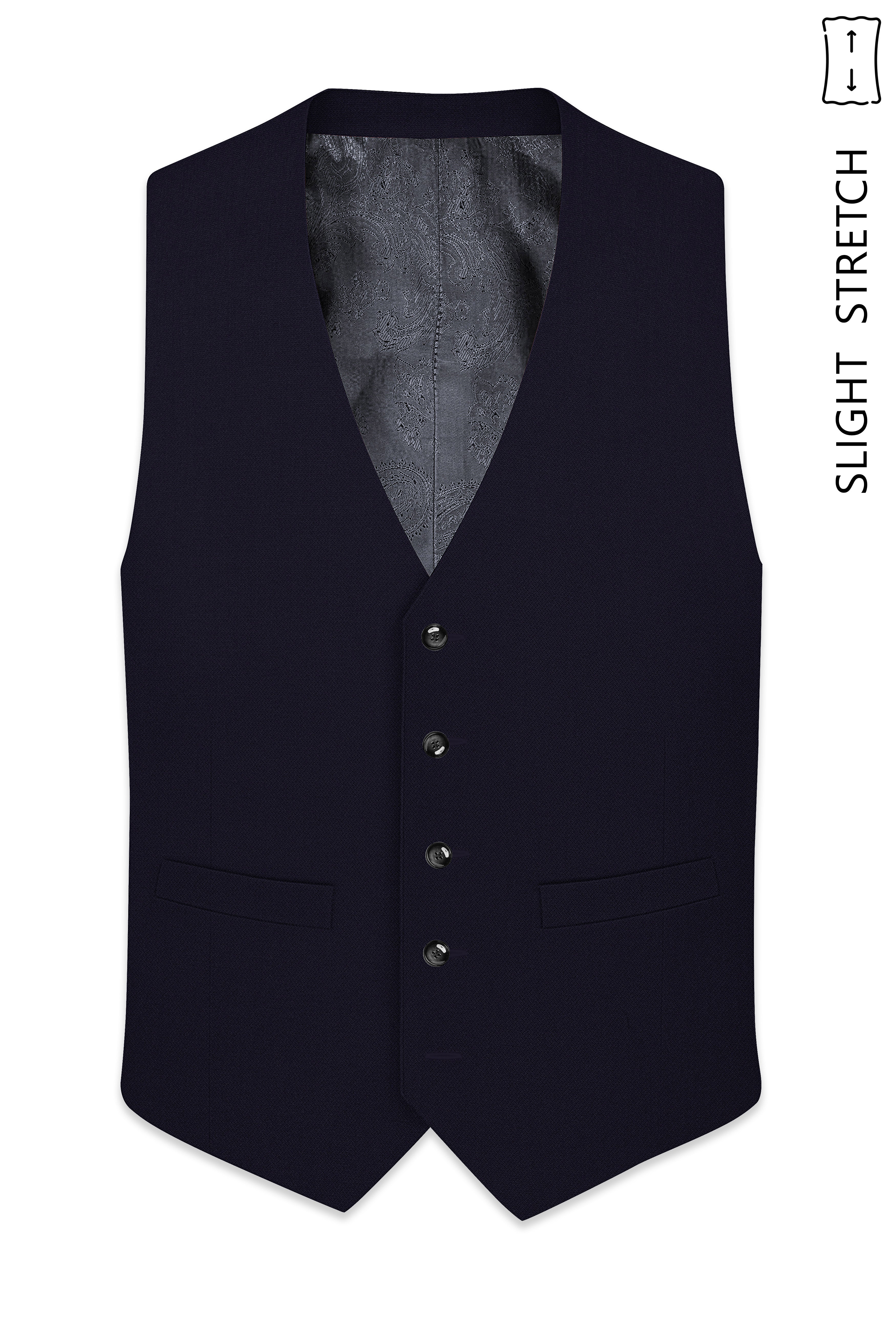 Monarch-Vulcan Blue Diamond Textured Wool Rich Slight Stretch Waistcoat