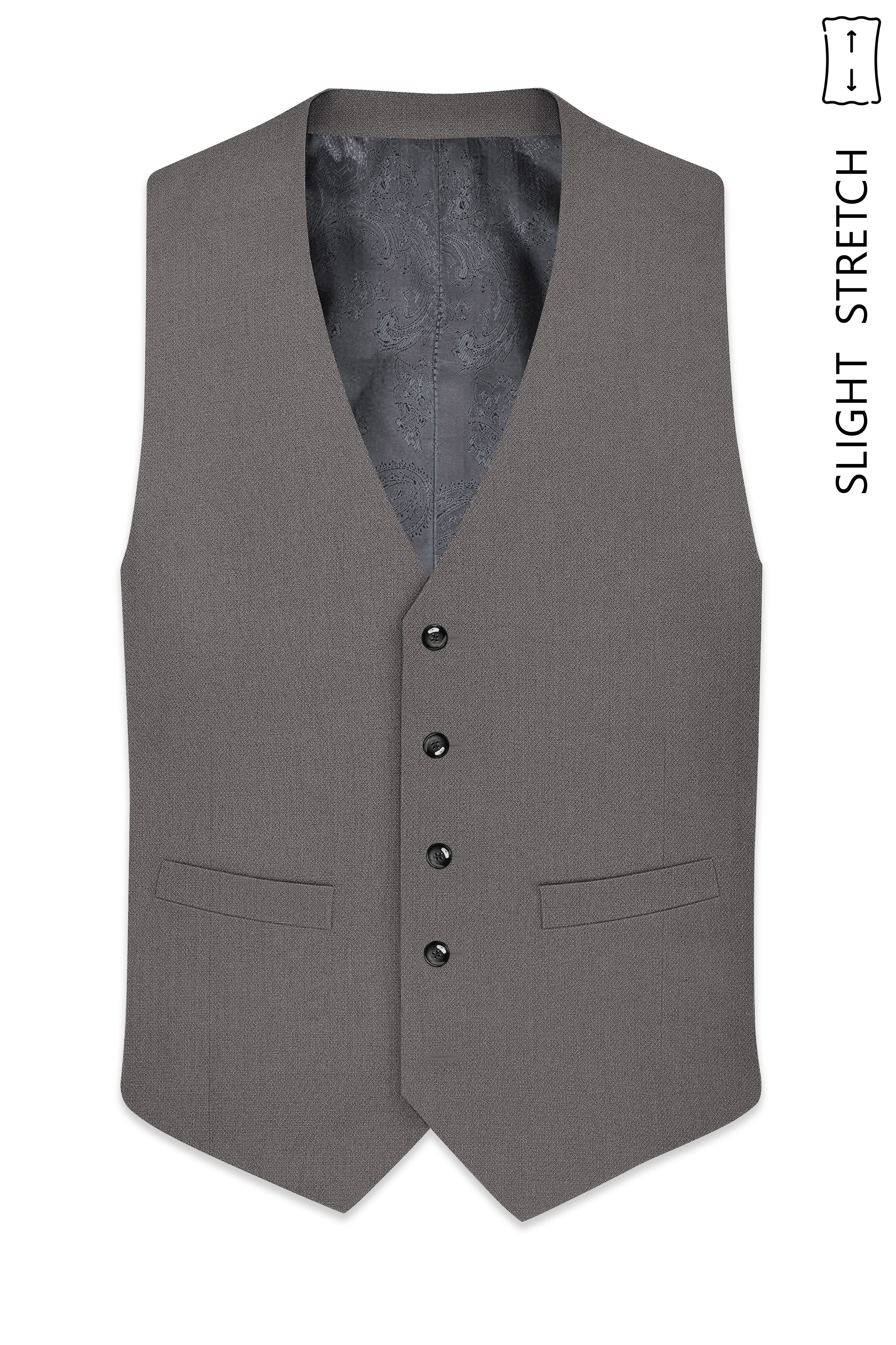 Sterling-Ironside Gray Diamond Textured Wool Rich Slight Stretch Waistcoat