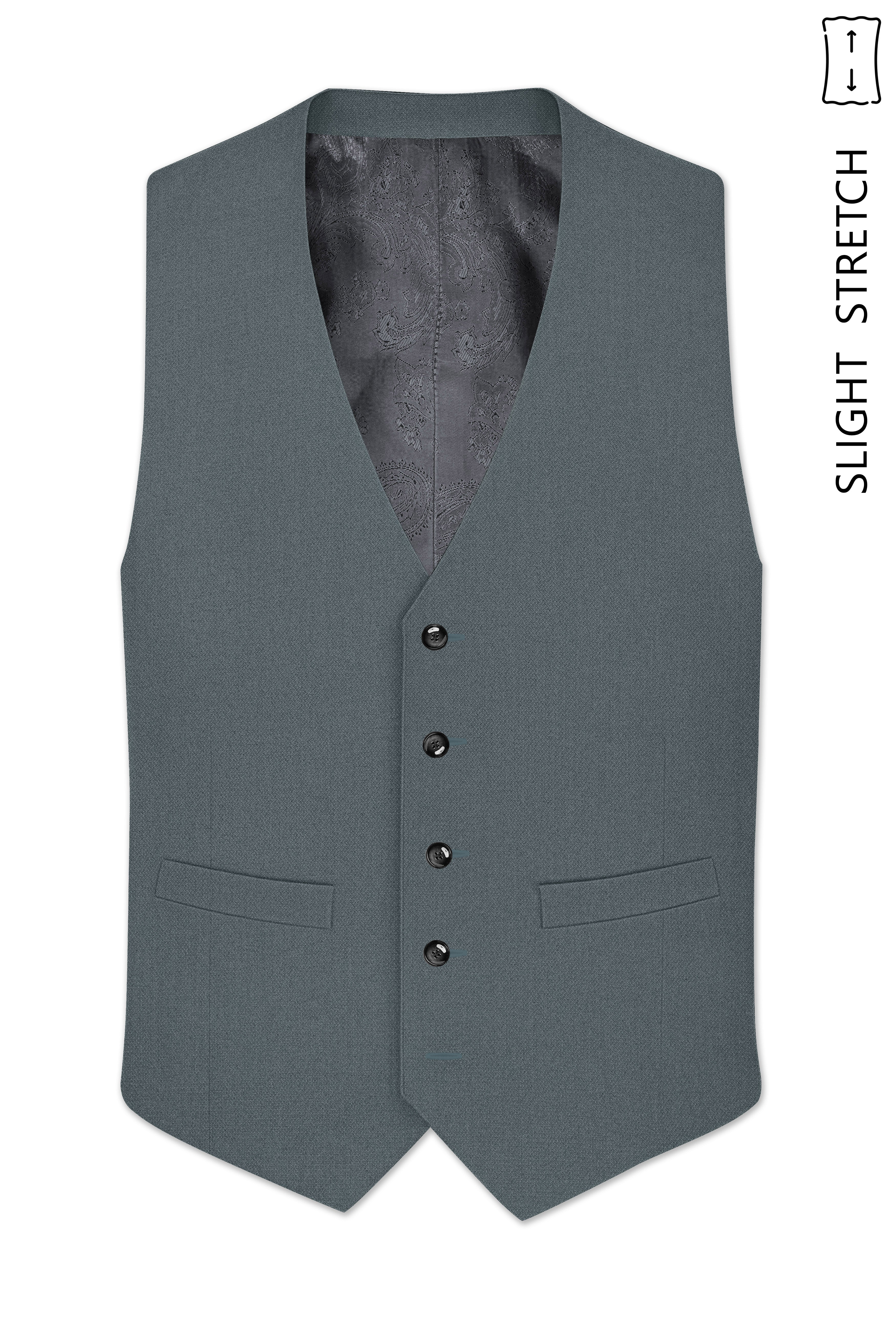 Aurelian-Scarpa Green Diamond Textured Wool Rich Slight Stretch Waistcoat