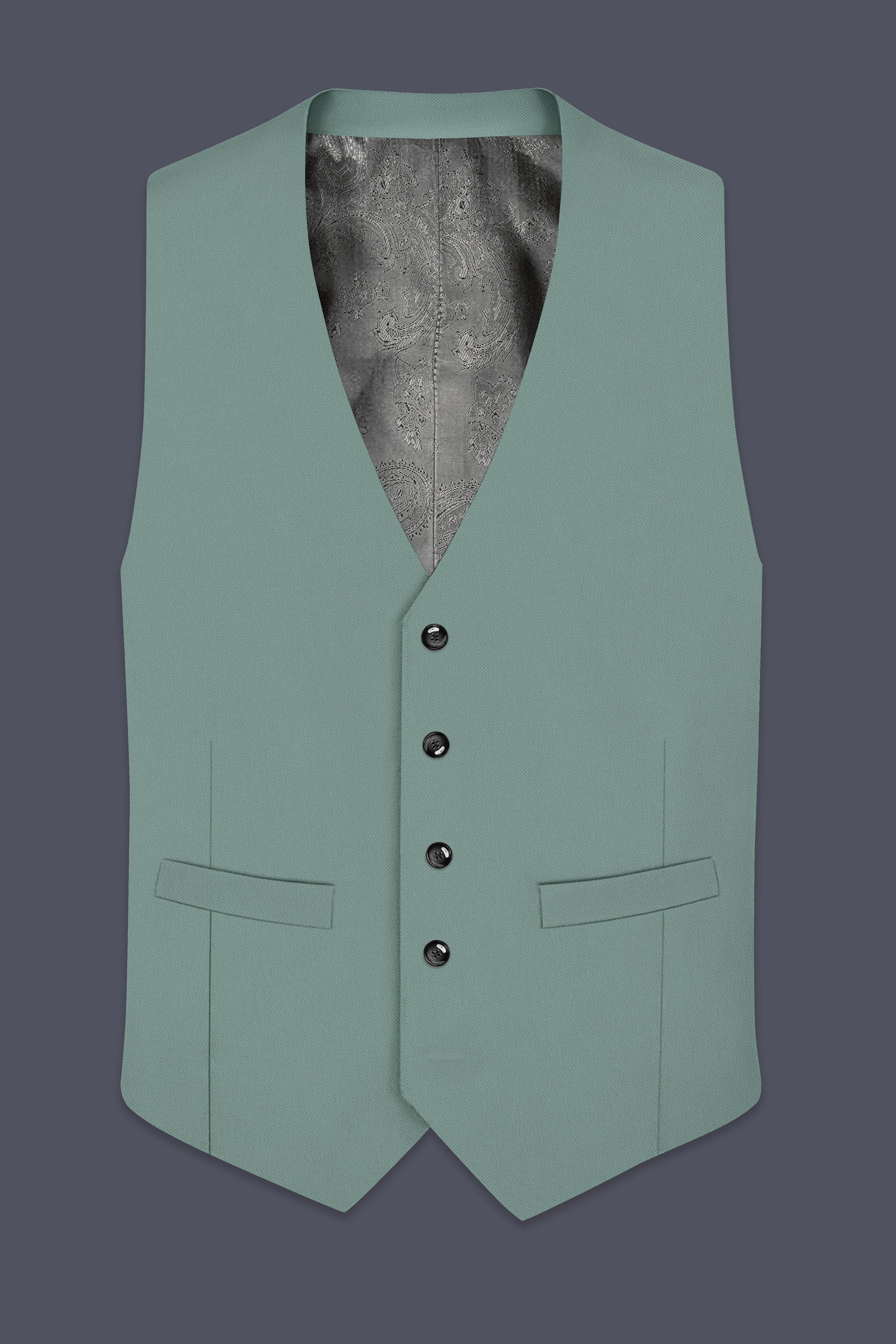 Verde-Korean Spanish Green 4-Way Stretch Wrinkle-Free Wool Rich Waistcoat