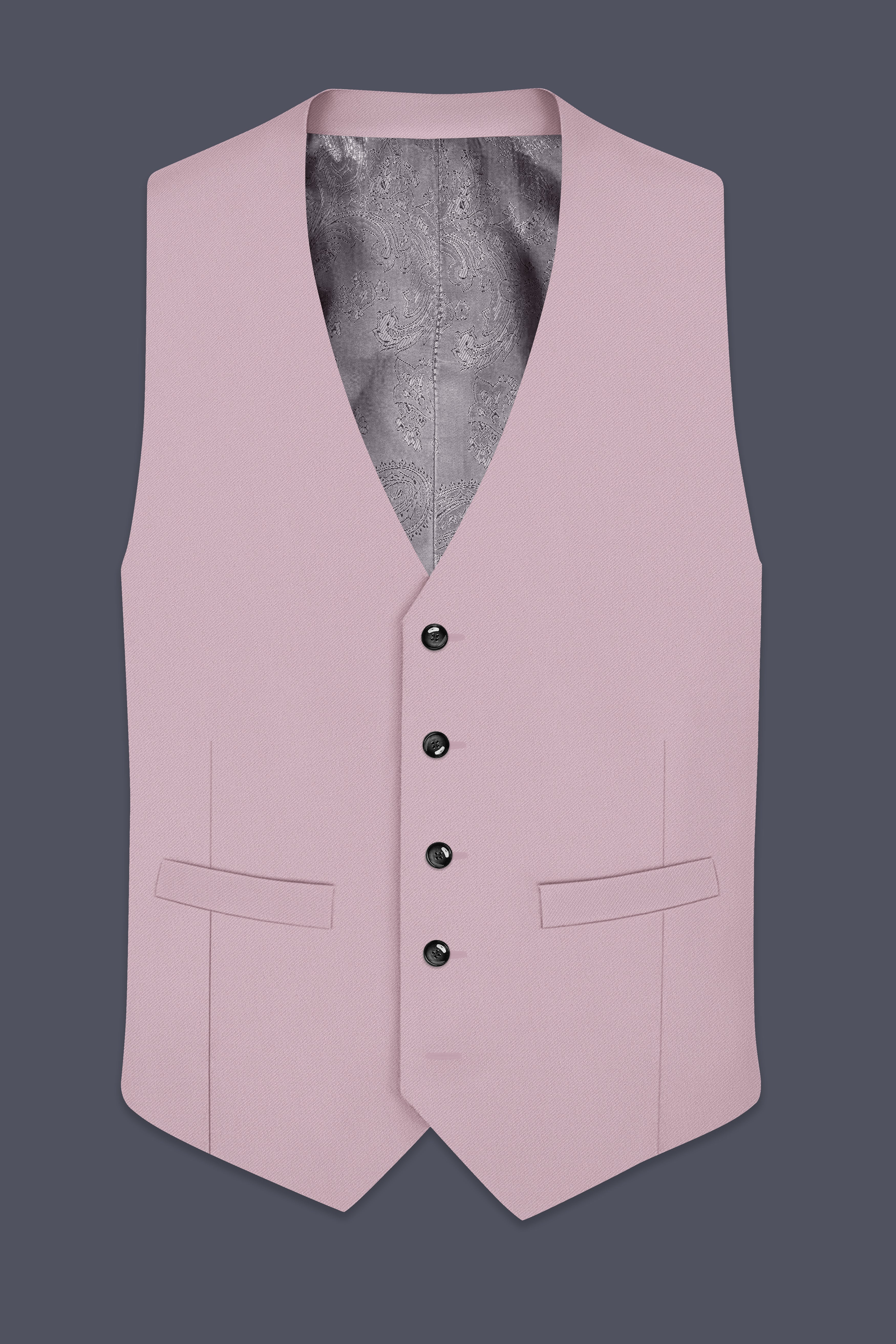 Allure-Korean Blossom Pink 4-Way Stretch Wrinkle-Free Wool Rich Waistcoat