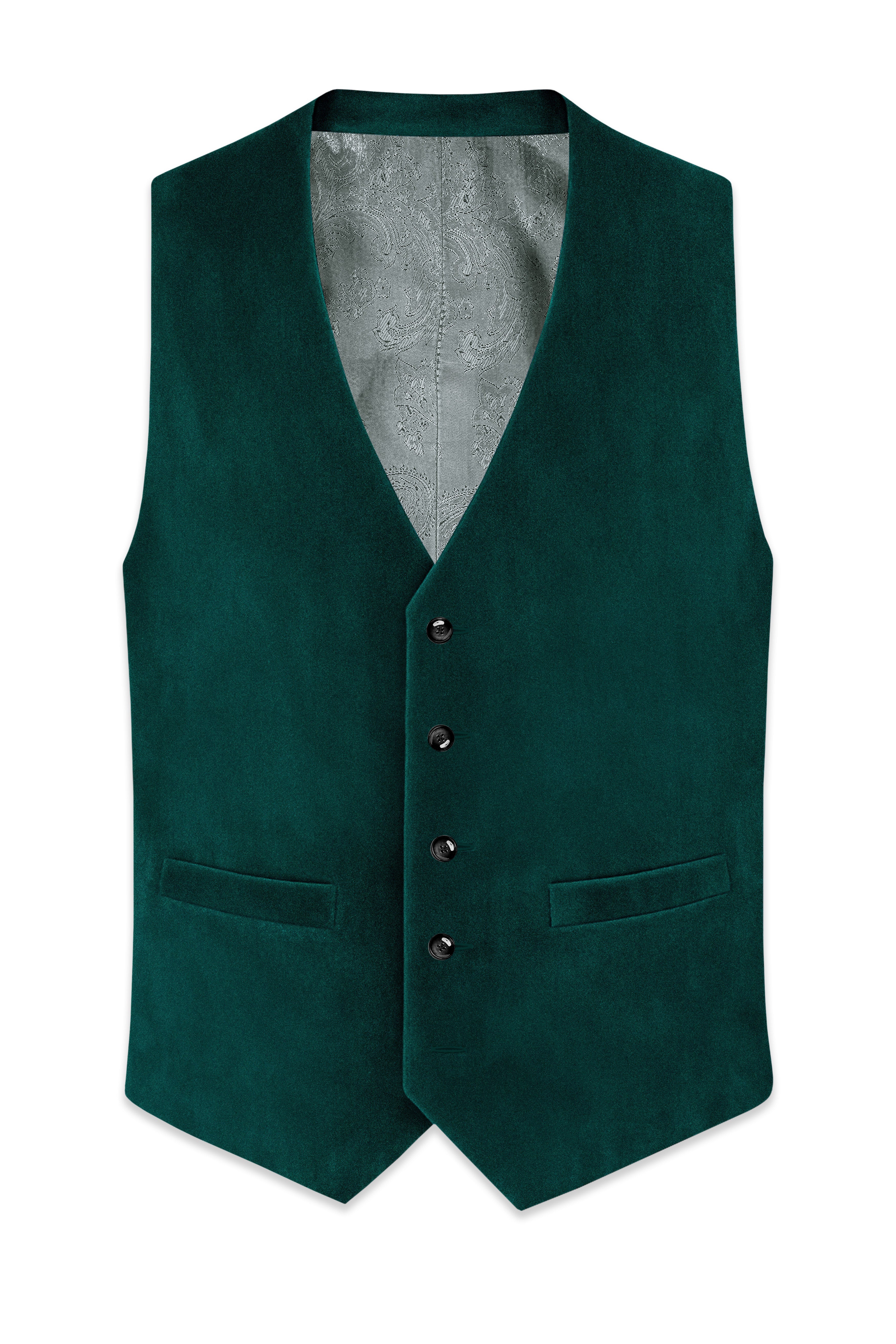Lagoon-Teal Green Velvet Waistcoat