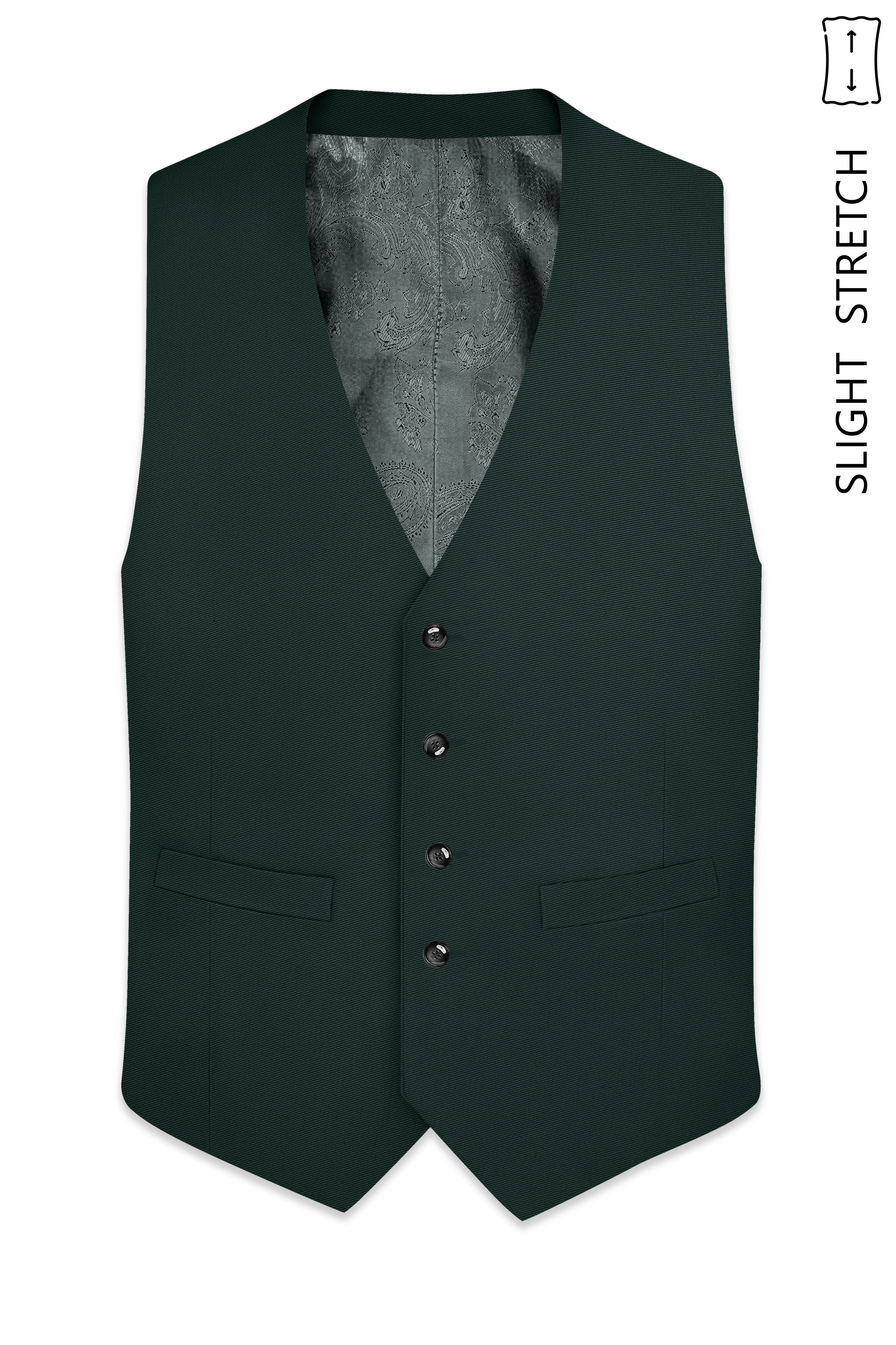 Viridian-Gable Green Slight Stretch Subtle Sheen Poly-Viscose Waistcoat