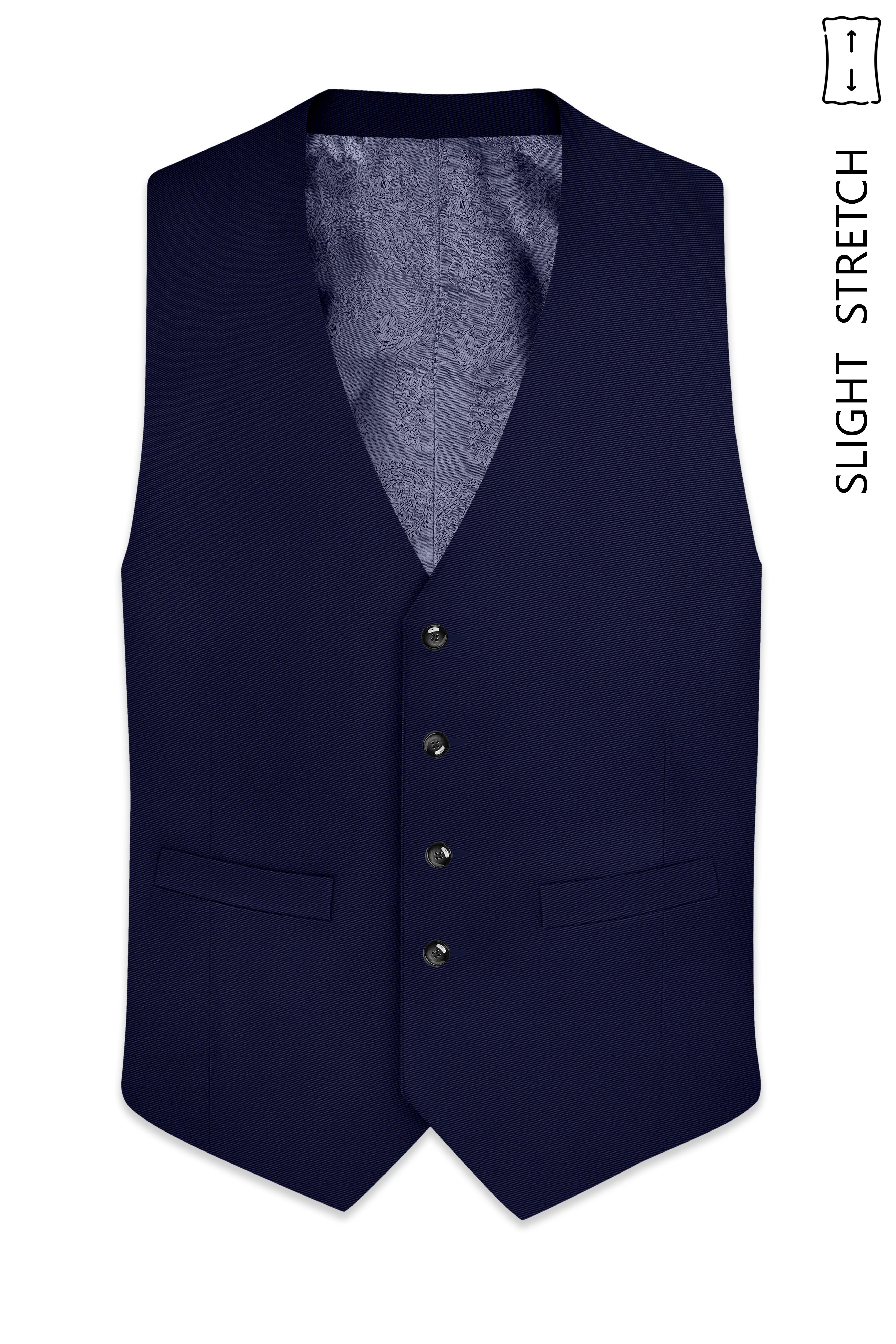 Aegean-Mirage Blue Slight Stretch Subtle Sheen Poly-Viscose Waistcoat