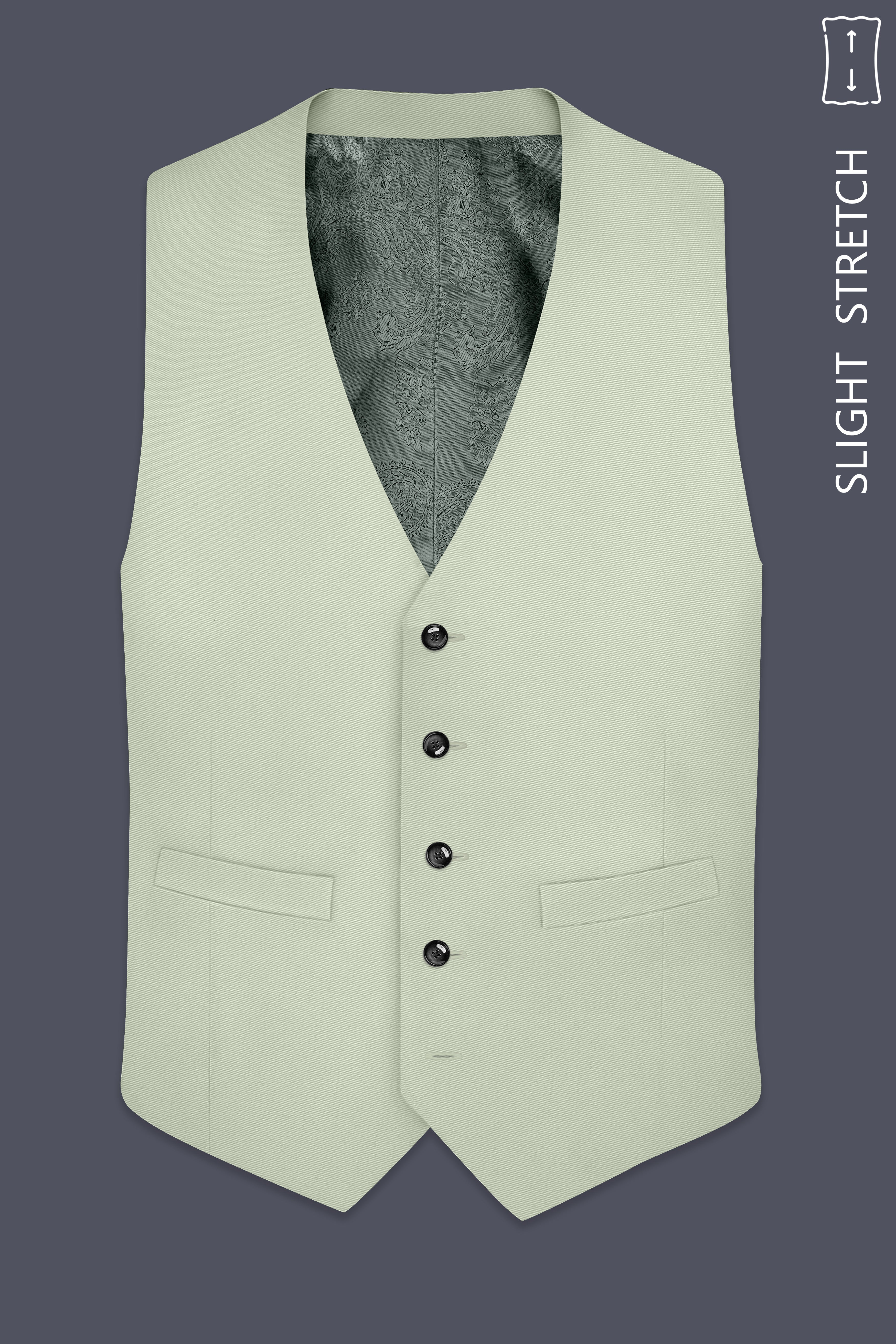 Breeze-Mint Green Slight Stretch Subtle Sheen Poly-Viscose Waistcoat