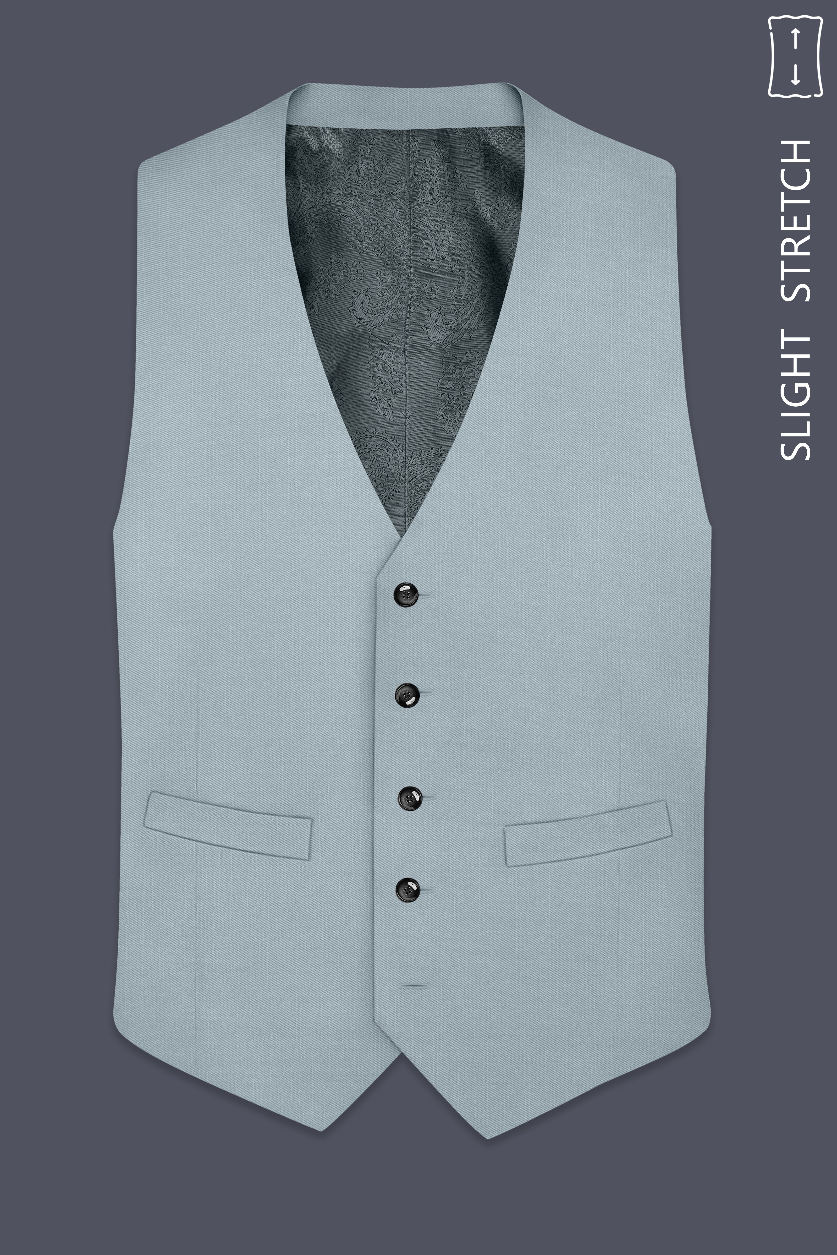 Valtor-Pewter Gray Wool Rich Slight Stretch Waistcoat