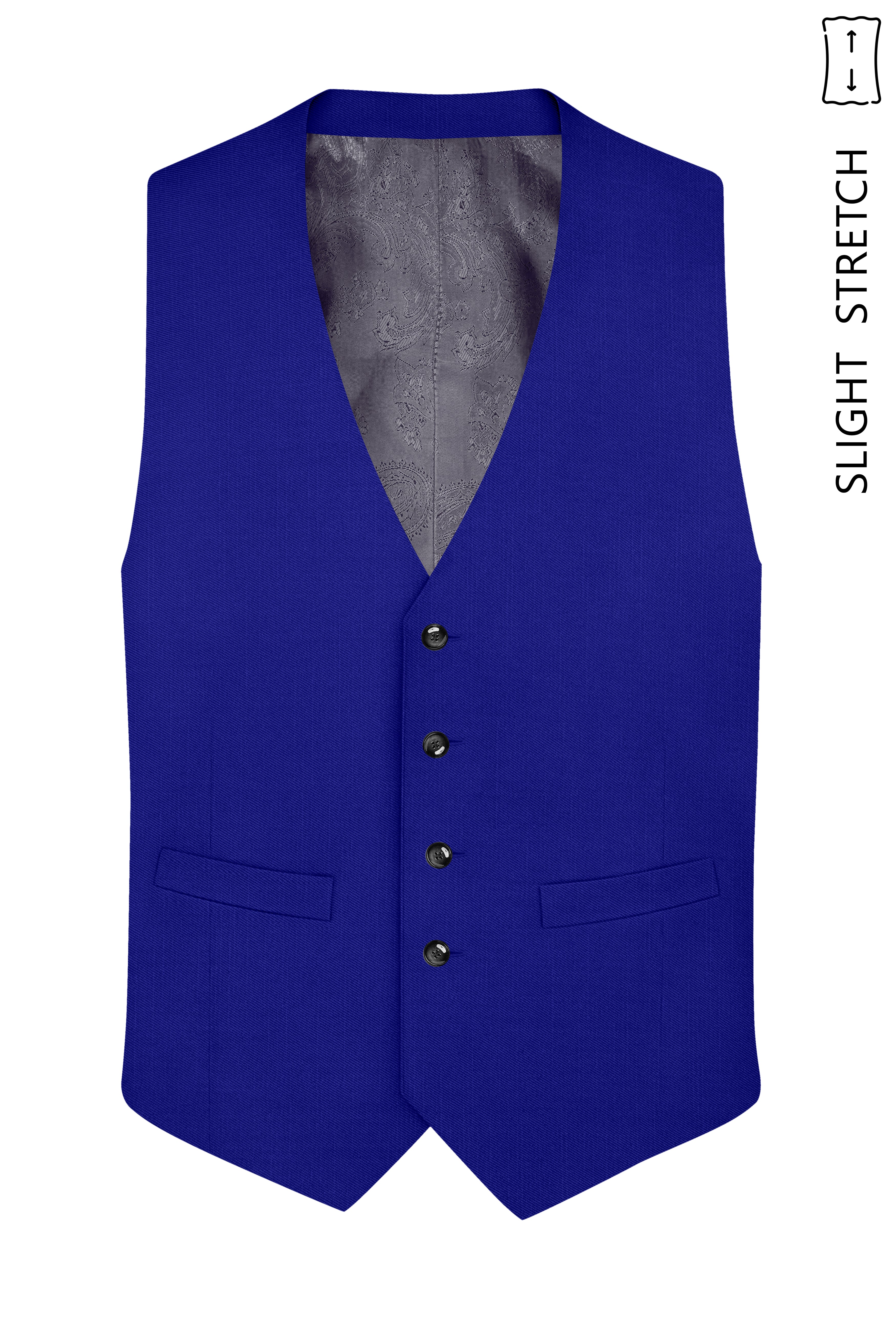 Stratos-Cobalt Blue Wool Rich Slight Stretch Waistcoat