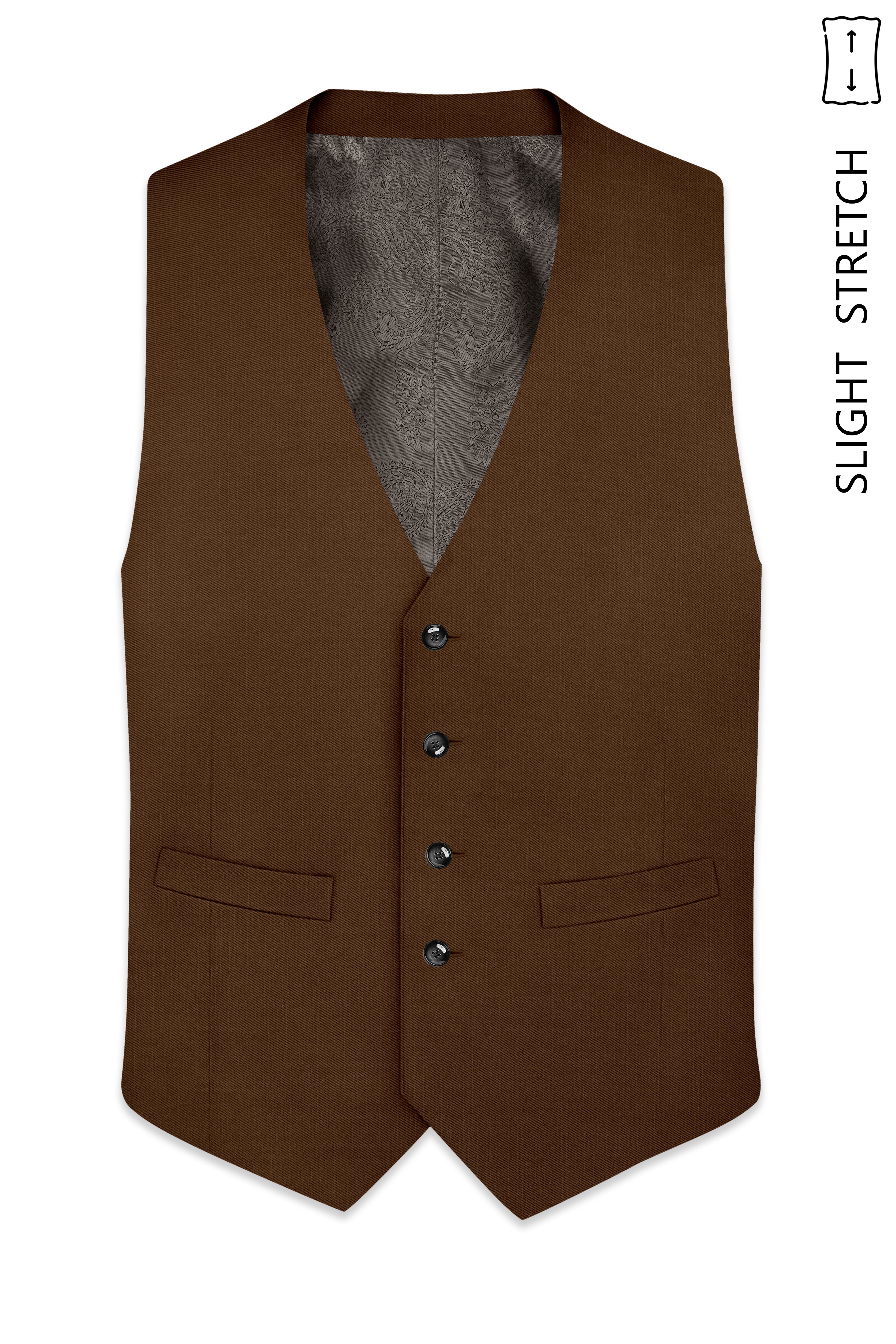 Havron-Derby Brown Wool Rich Slight Stretch Waistcoat