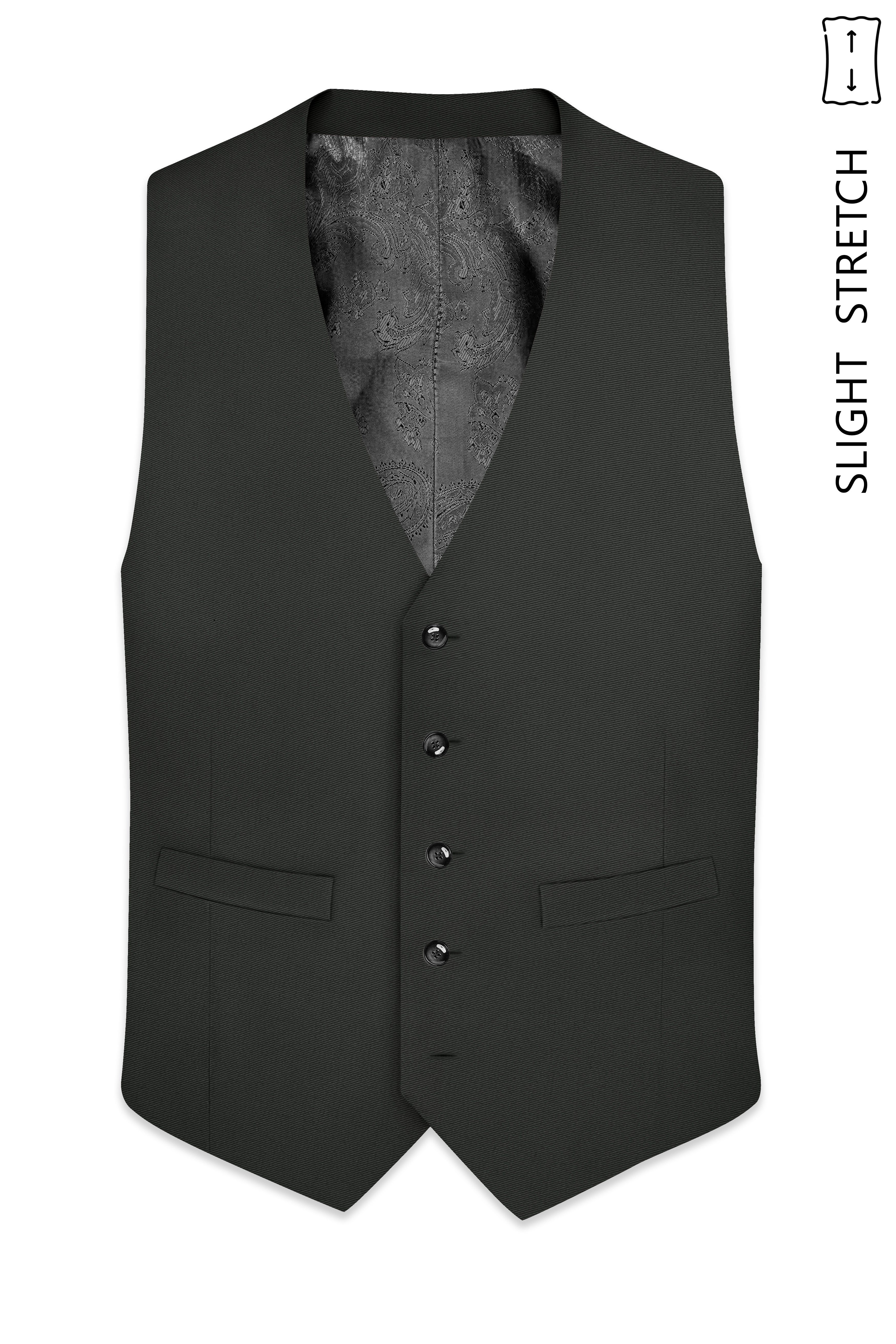 Emeron-Seaweed Green Slight Stretch Subtle Sheen Poly-Viscose Waistcoat