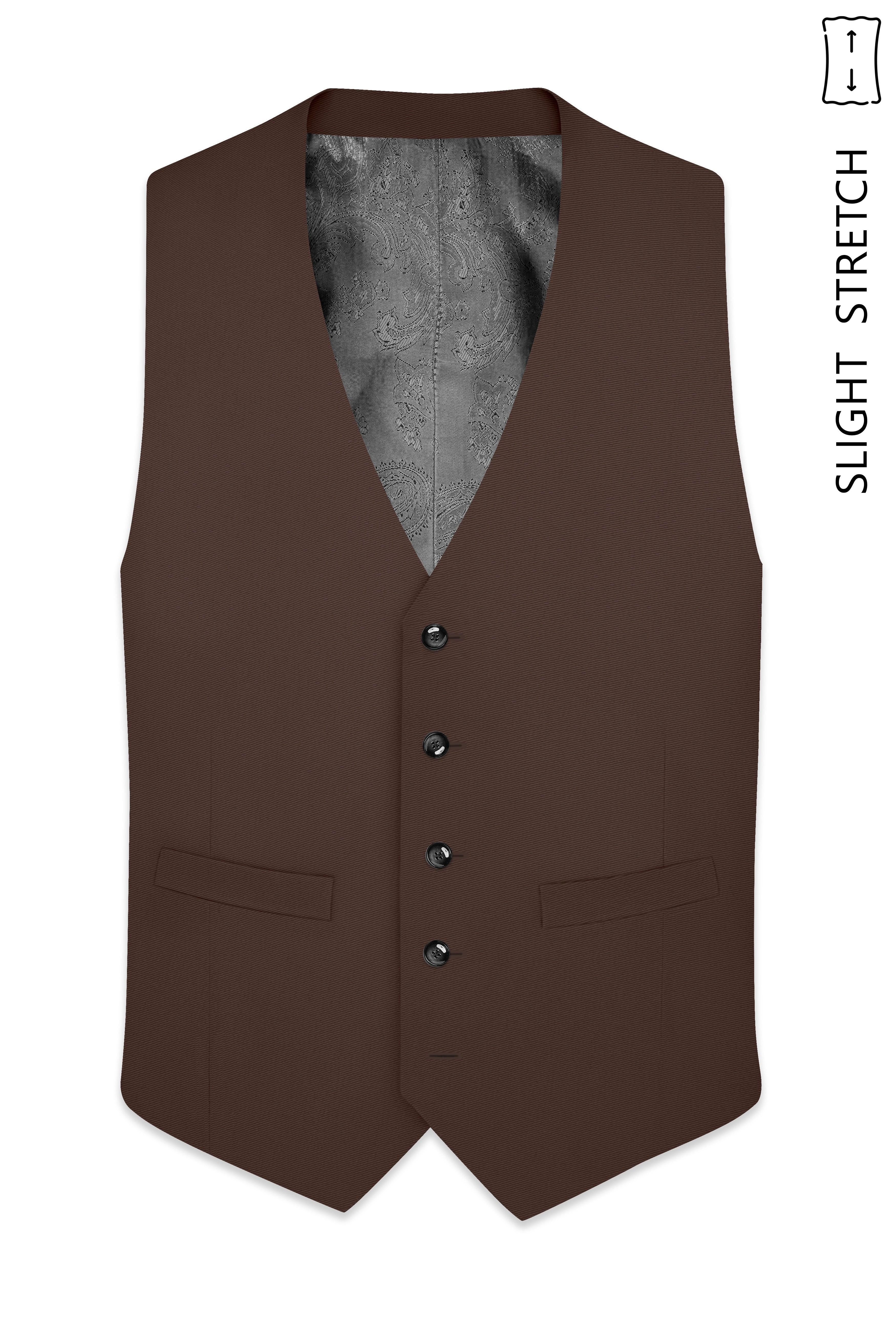 Dunaro-Taupe Brown Slight Stretch Subtle Sheen Poly-Viscose Waistcoat