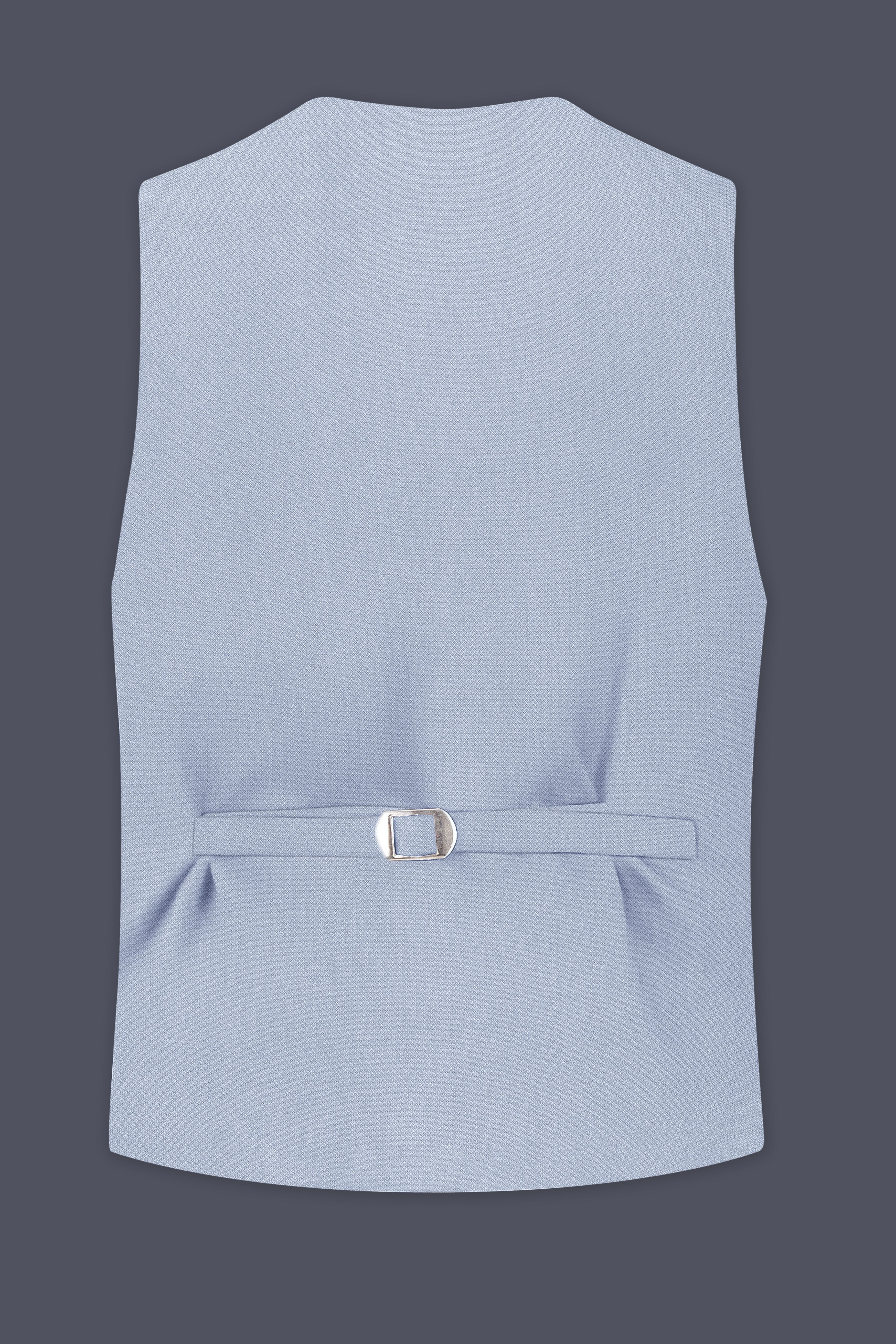 Azure-Heather Blue Diamond Textured Wool Rich Slight Stretch Waistcoat