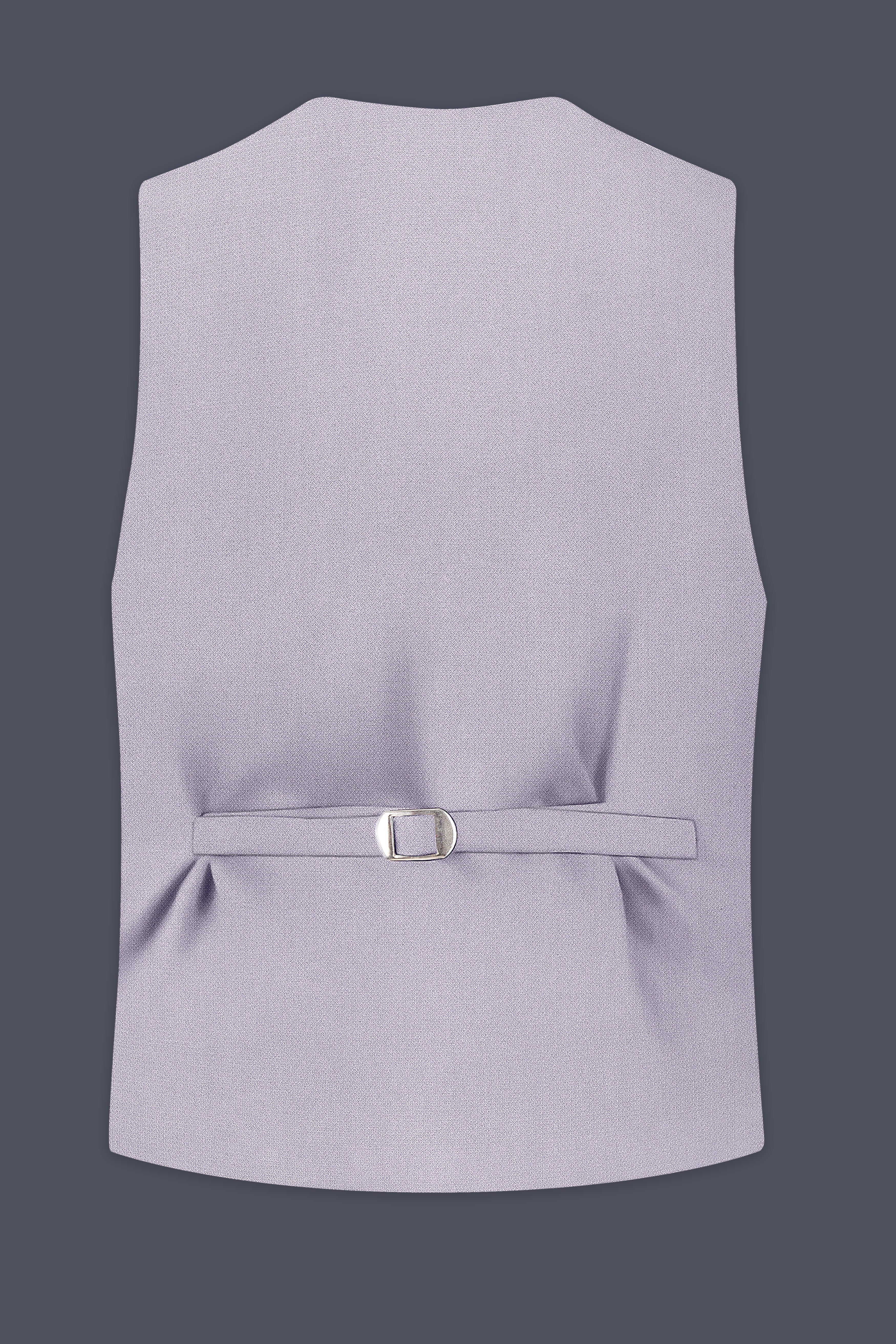 Mist-Spun Pearl Gray Diamond Textured Wool Rich Slight Stretch Waistcoat