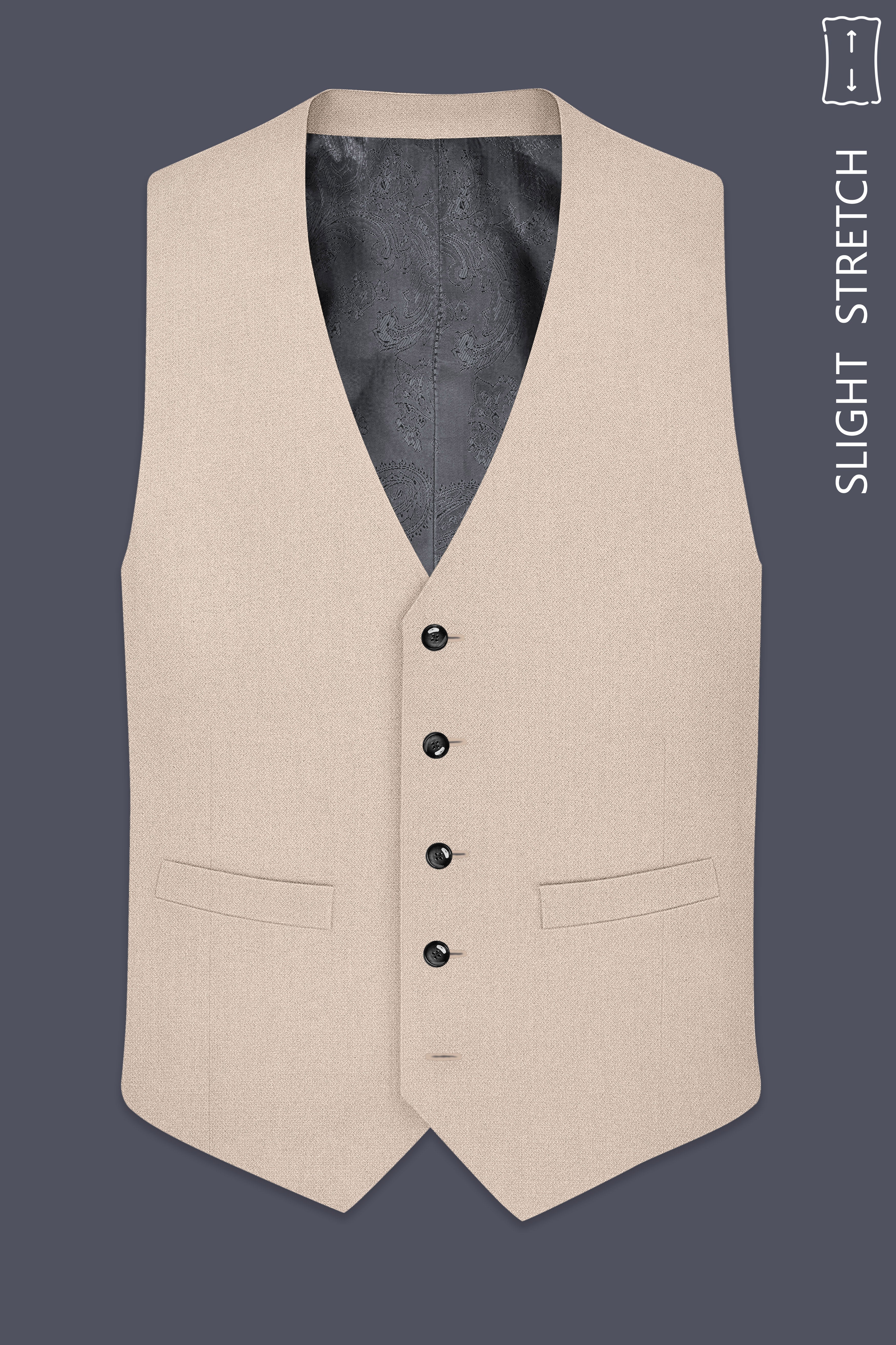 Dune-Foggy Cream Diamond Textured Wool Rich Slight Stretch Waistcoat