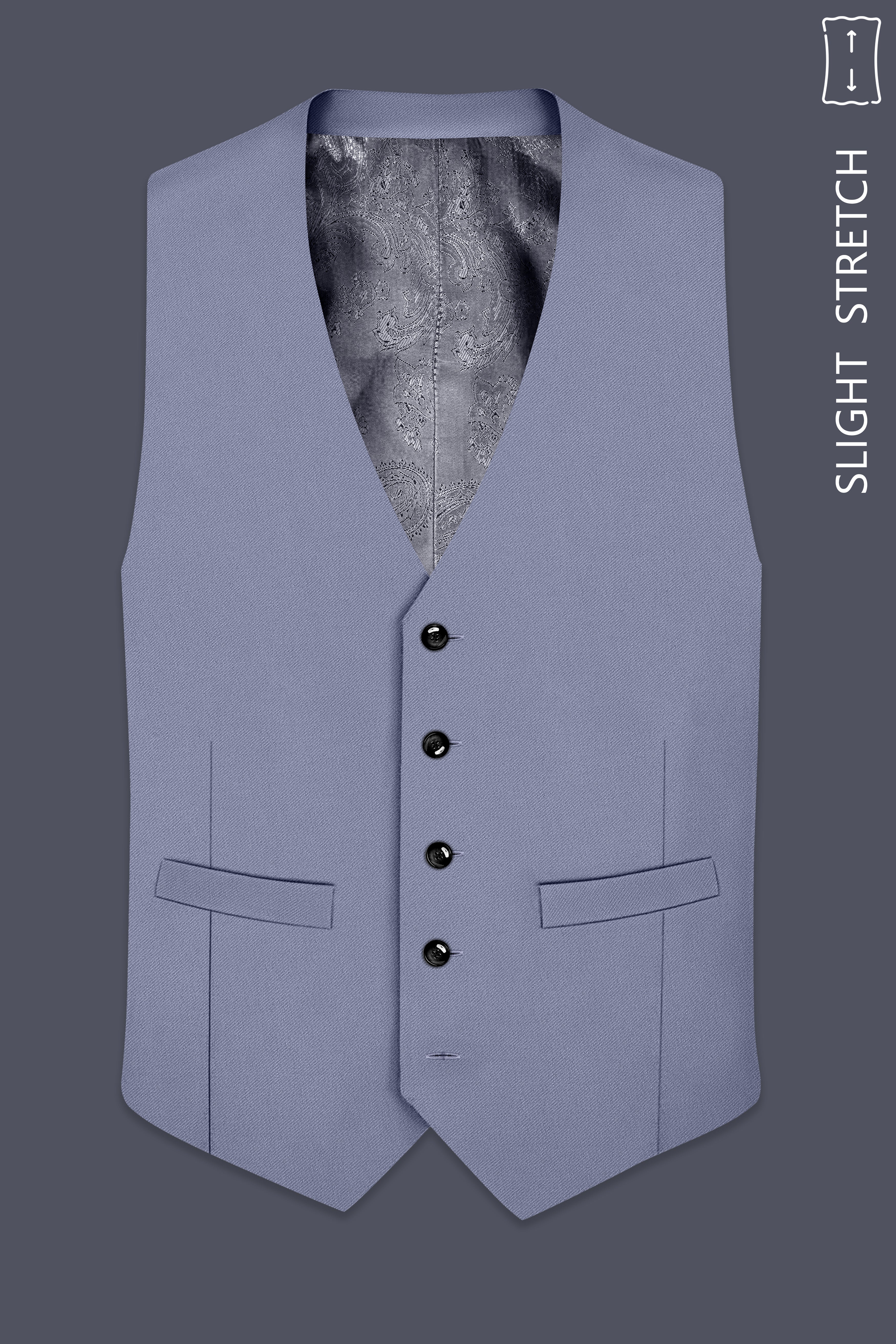 Sterling-Manatee Gray Wool Rich Slight Stretch Waistcoat