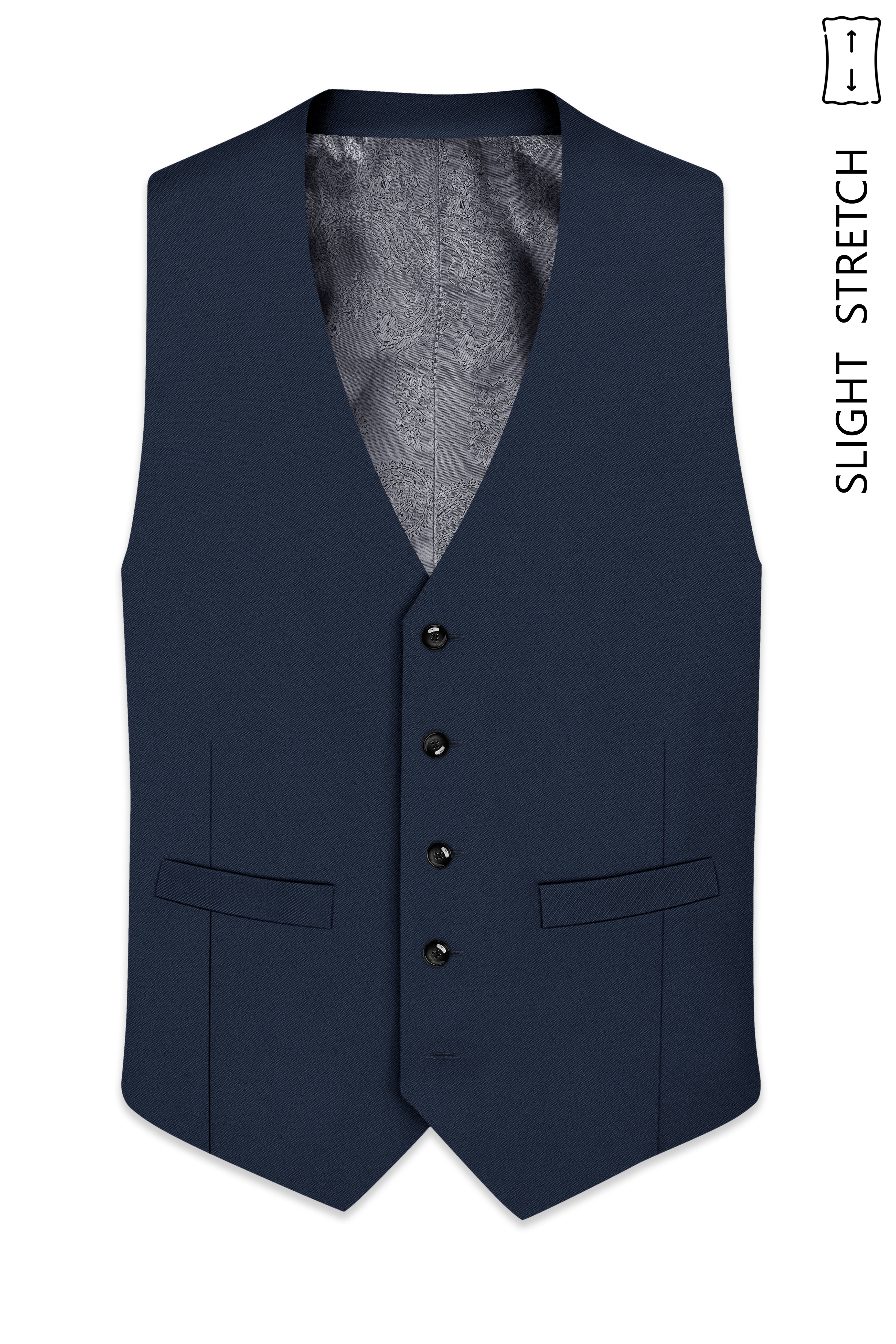 Nautis-Baltic Blue Wool Rich Slight Stretch Waistcoat