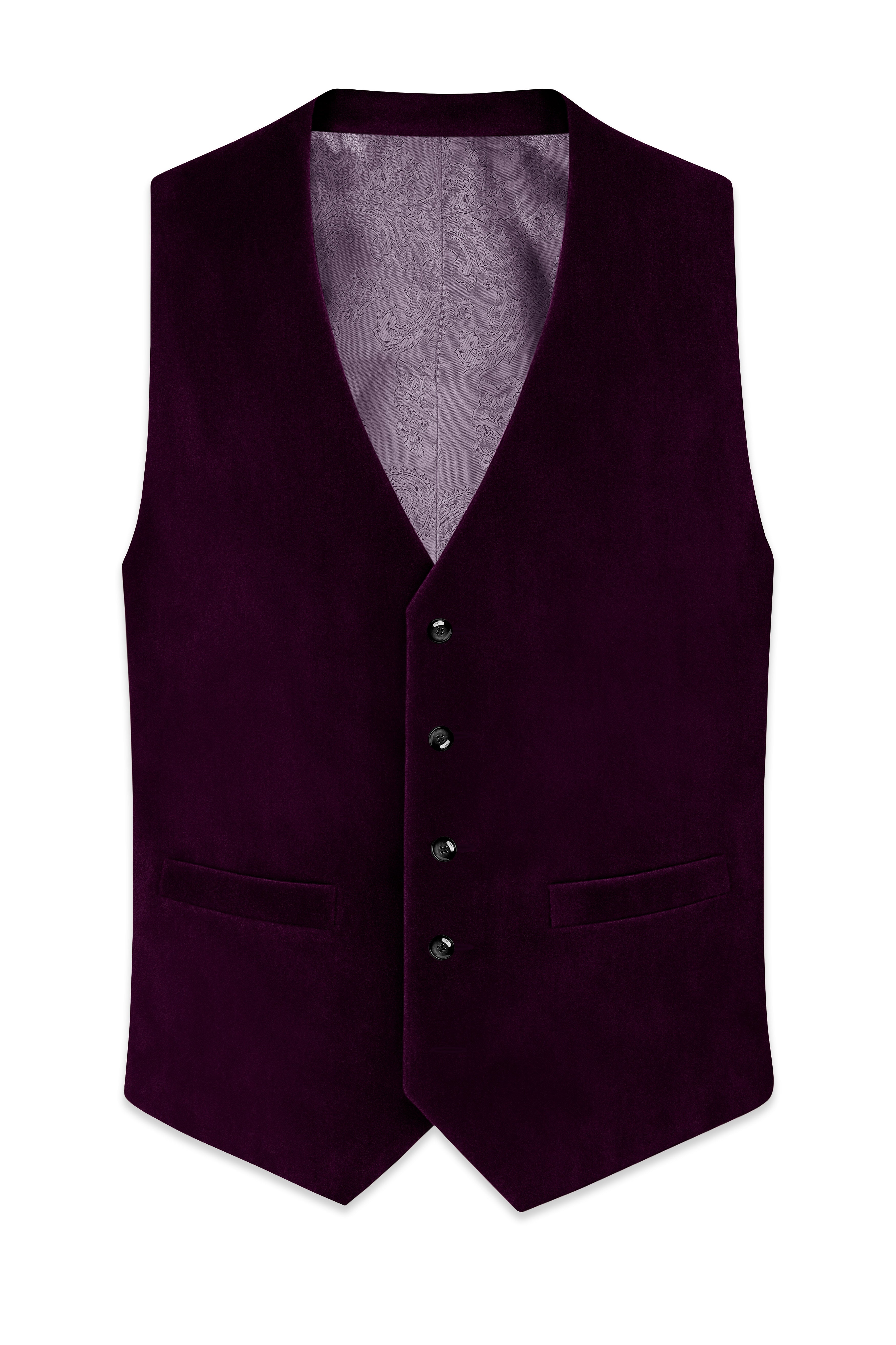 Regalis-Asphalt Purple Velvet Waistcoat