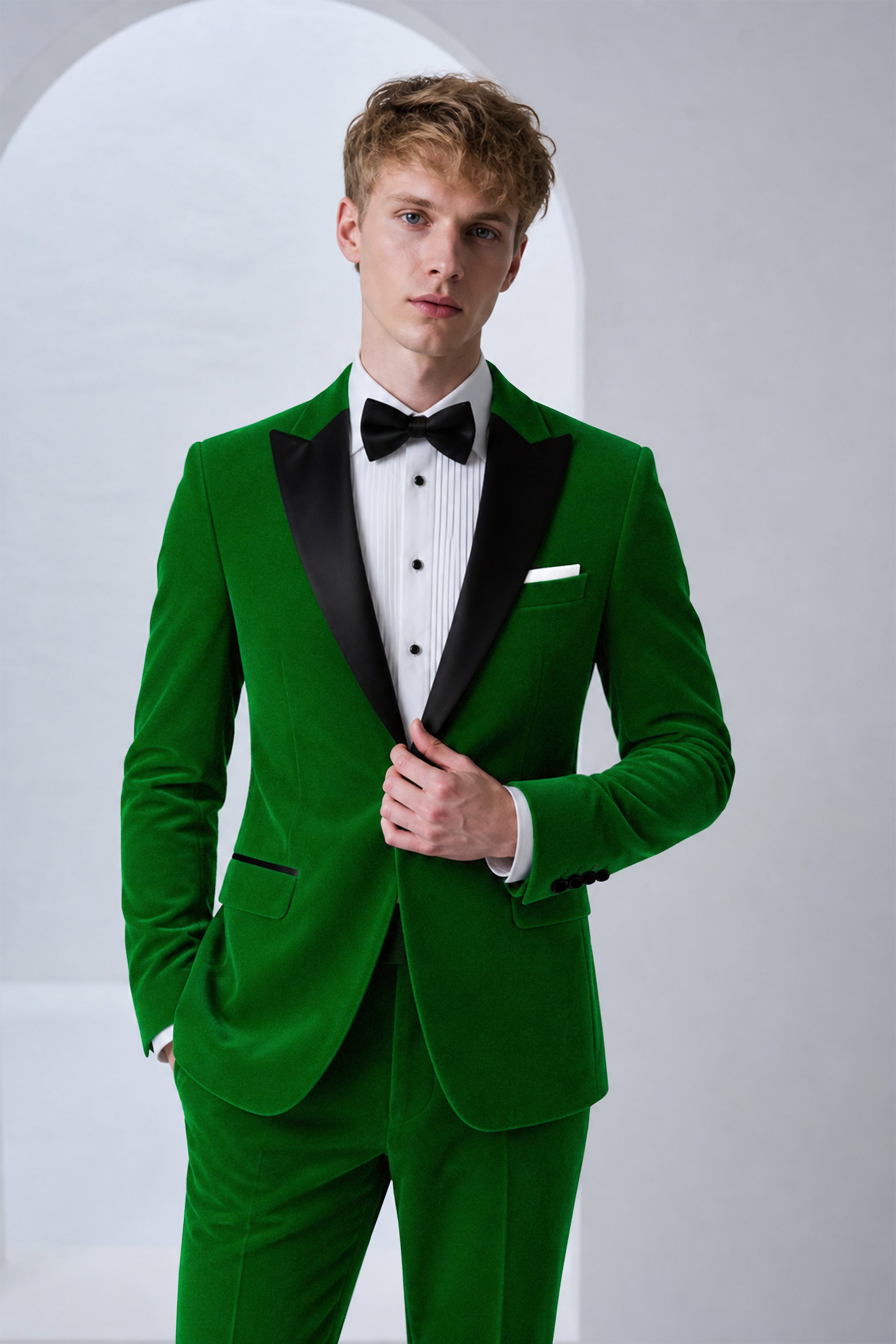 Viridian-Hunter Green Velvet Waistcoat