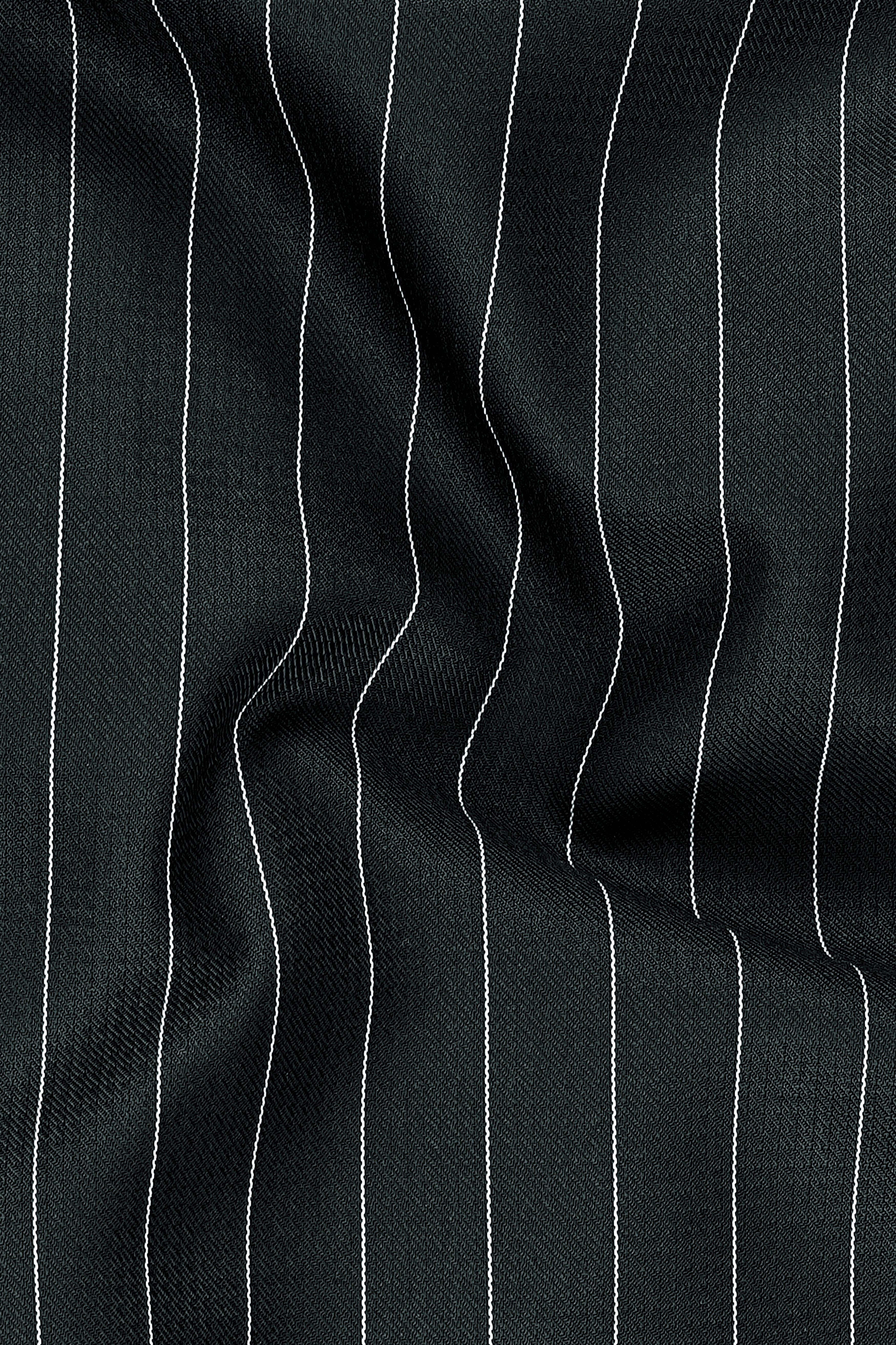 Viceroy-Hunter Green And Bright White Chalk Striped Wool Rich Slight Stretch Waistcoat