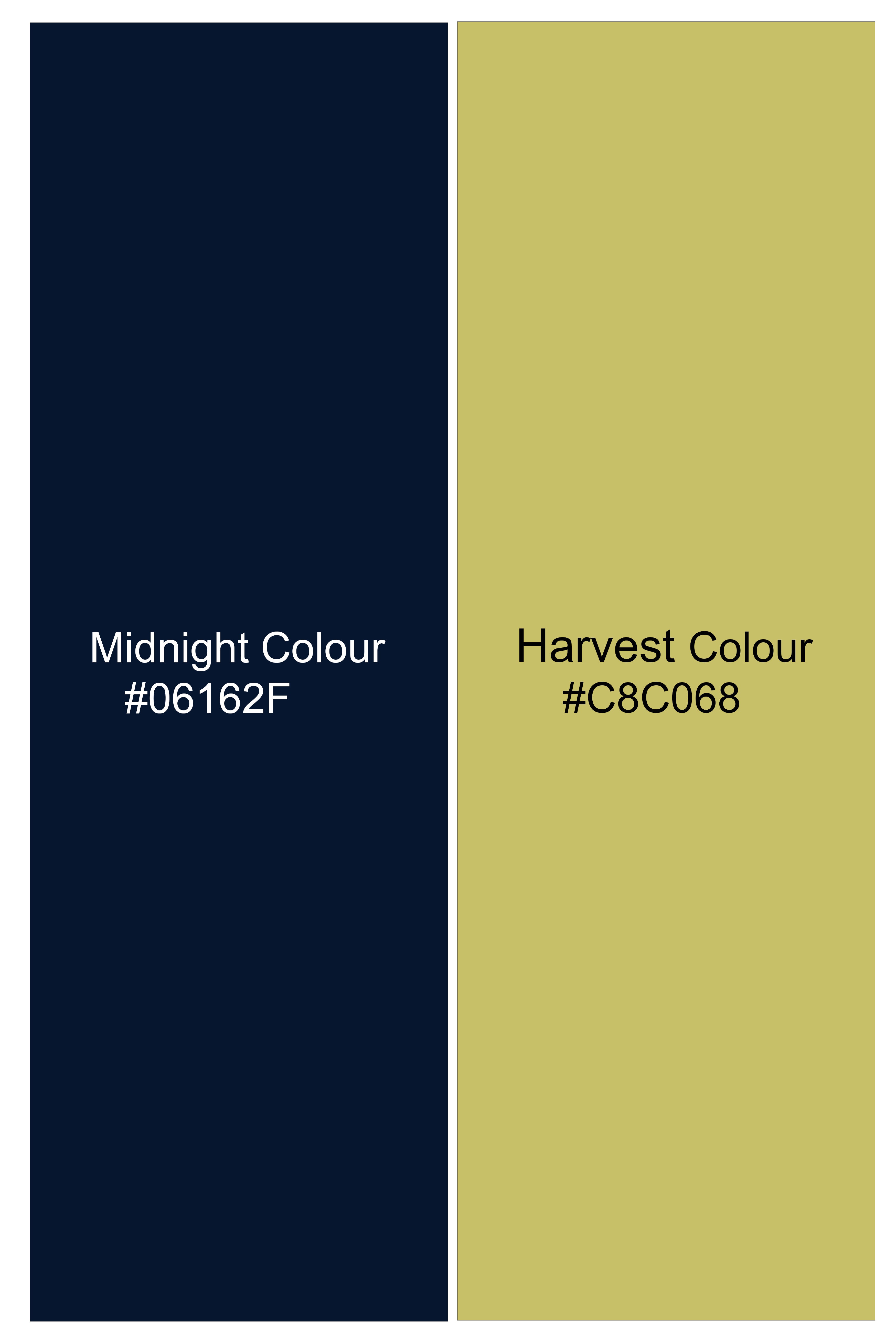 Aurum-Midnight Blue And Harvest Yellow Chalk Striped Wool Rich Slight Stretch Waistcoat