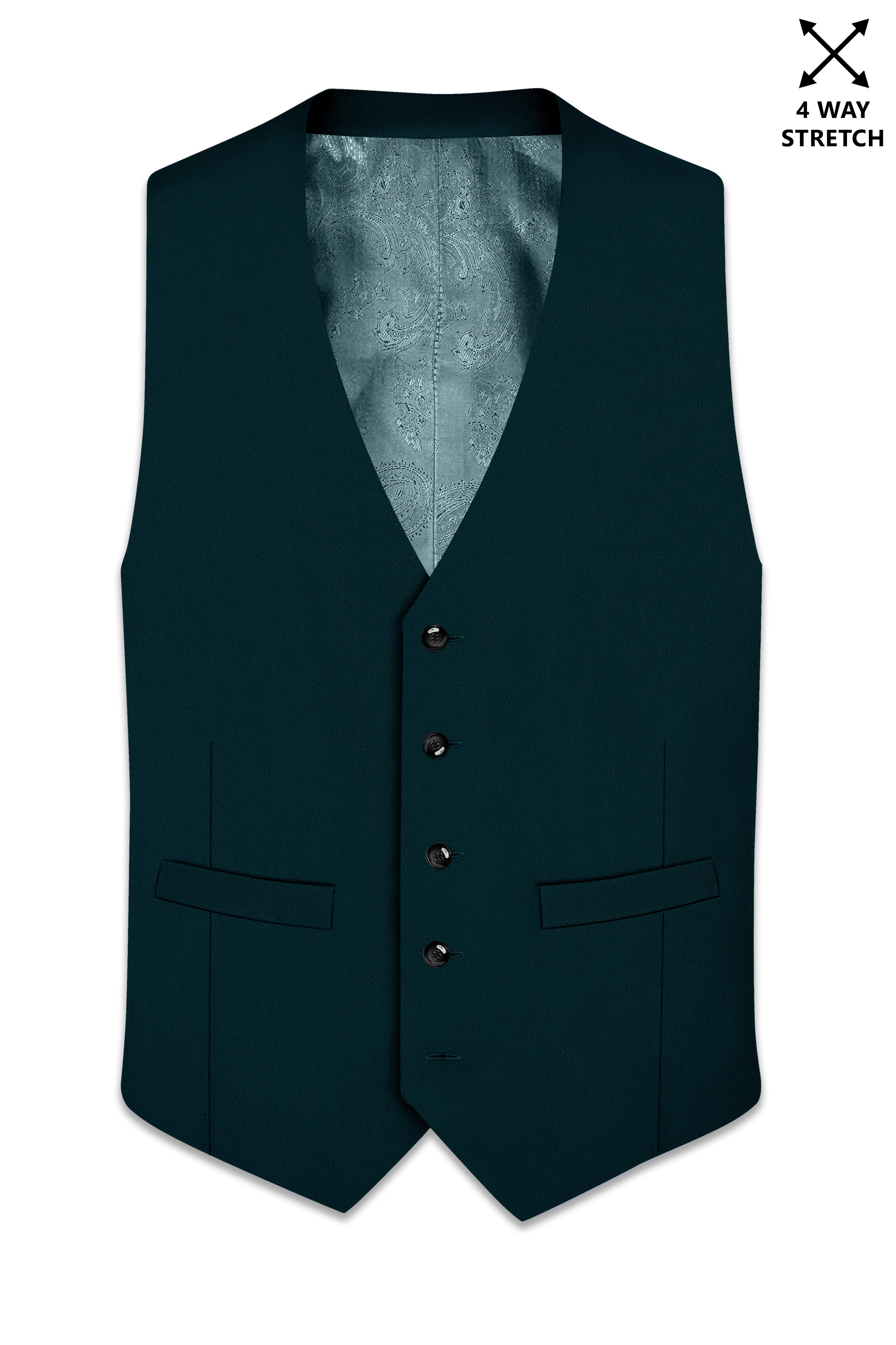Canopy-Daintree Green 4-Way Stretch Wrinkle-Free Fluid Drape Fabric Waistcoat