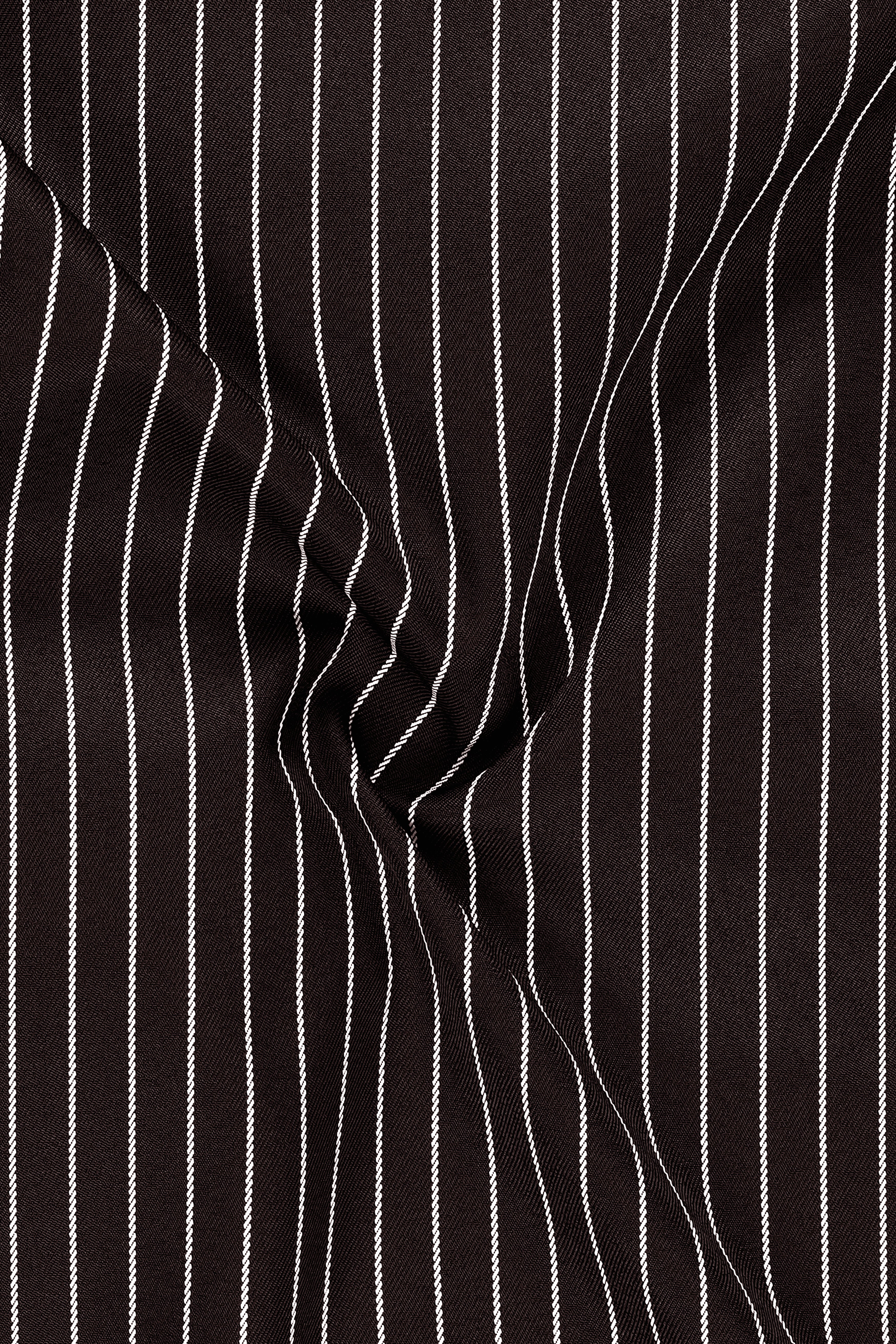 Bastion-Gondola Brown And Bright White Chalk Striped Wool Rich Slight Stretch Waistcoat