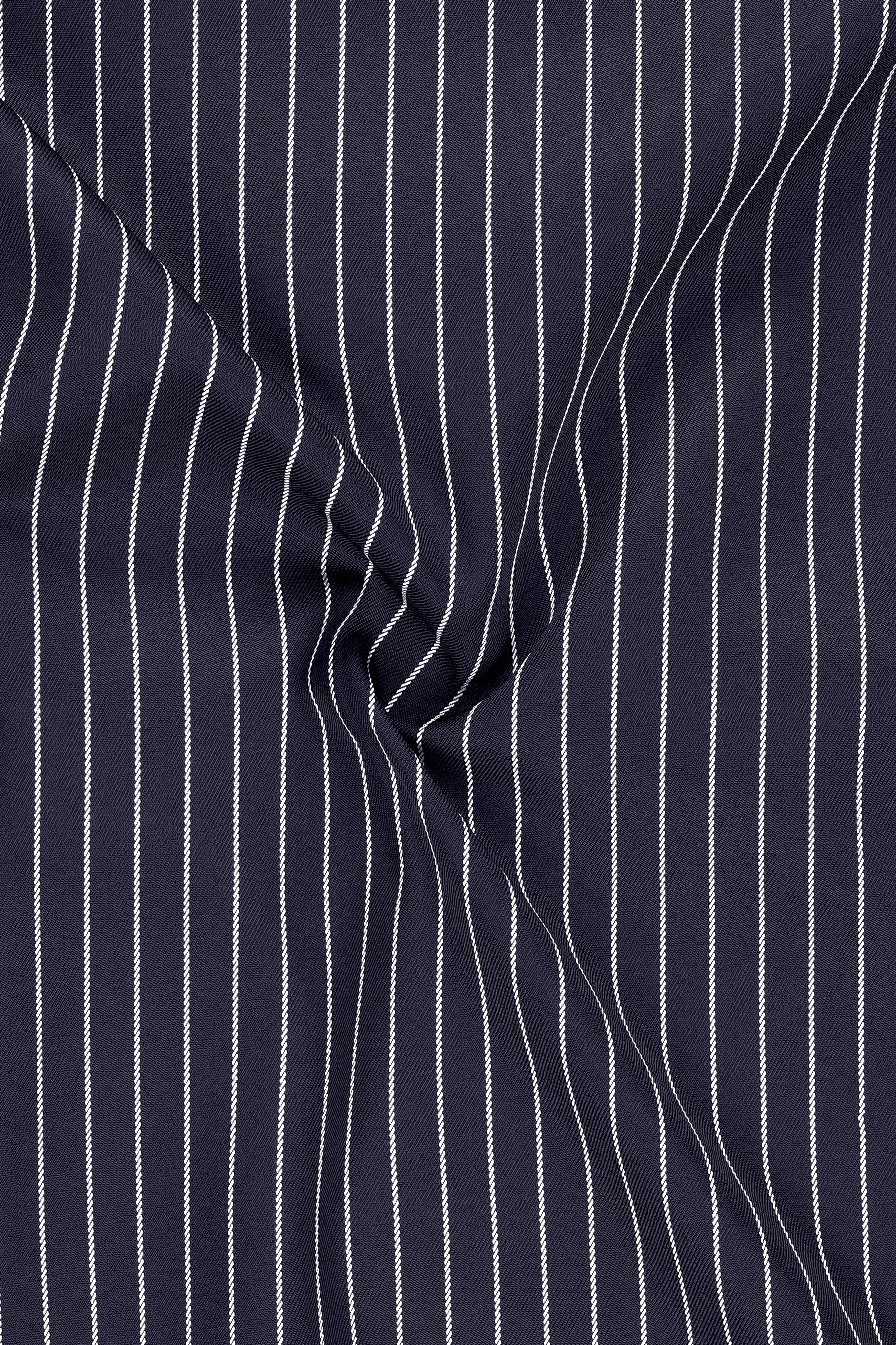 Maris-Baltic Sea Blue And Bright White Chalk Striped Wool Rich Slight Stretch Waistcoat