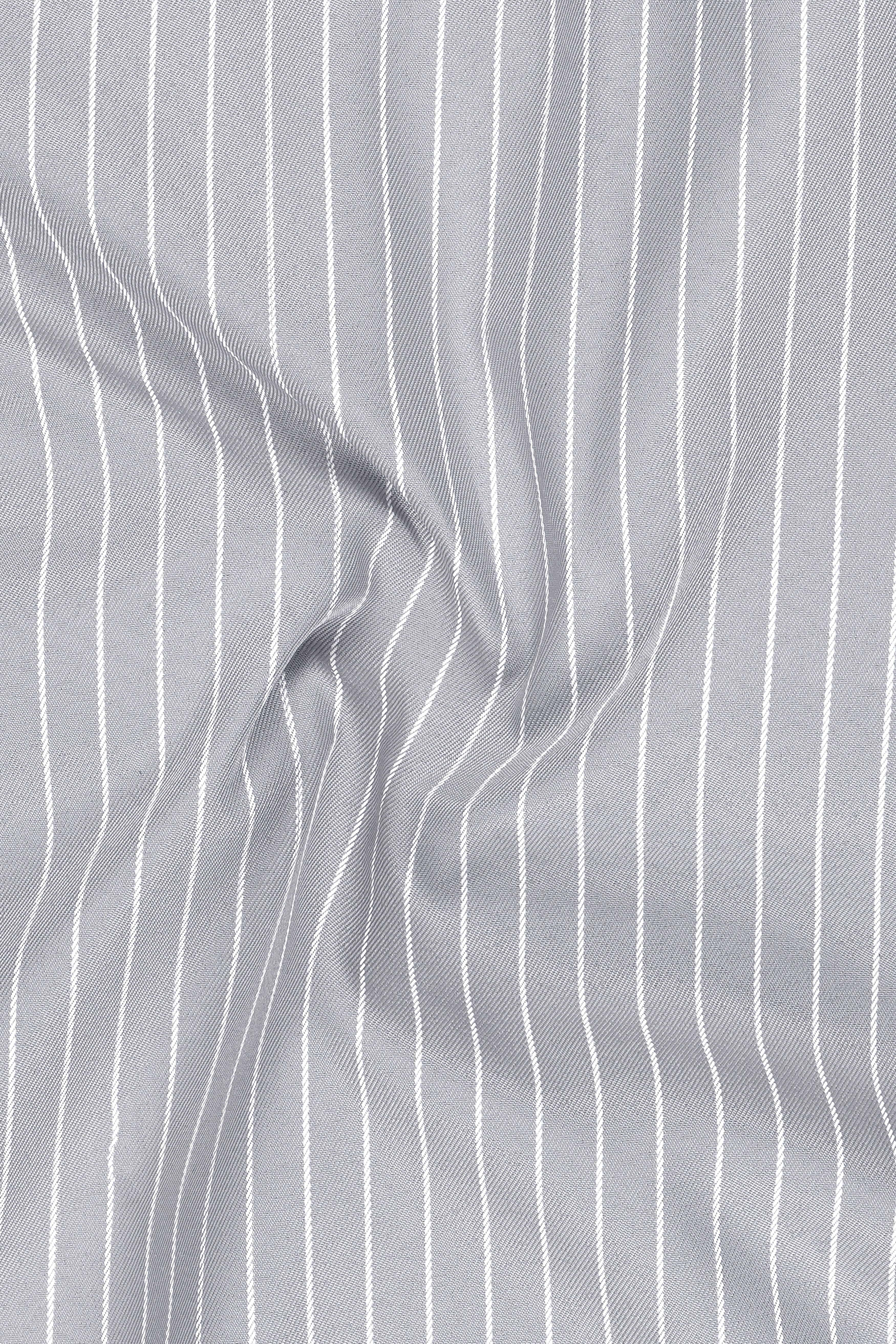 Sterlan-Goose Gray And Bright White Chalk Striped Wool Rich Slight Stretch Waistcoat